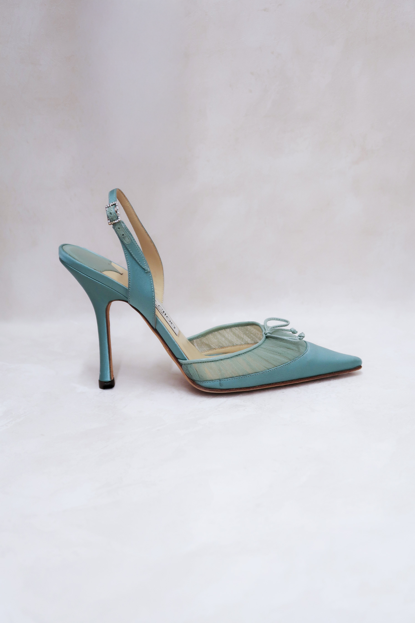 Jimmy Choo Vintage Blue Satin Bow Heels