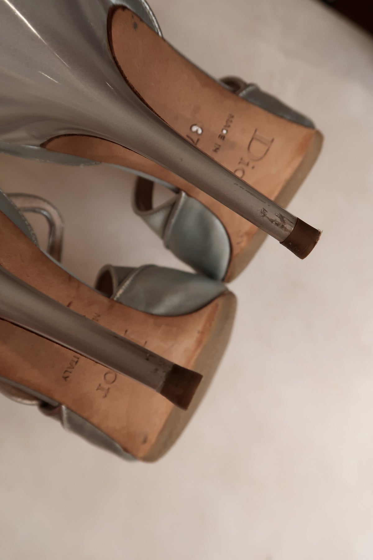 Christian Dior 2000s Light Blue Satin Heels