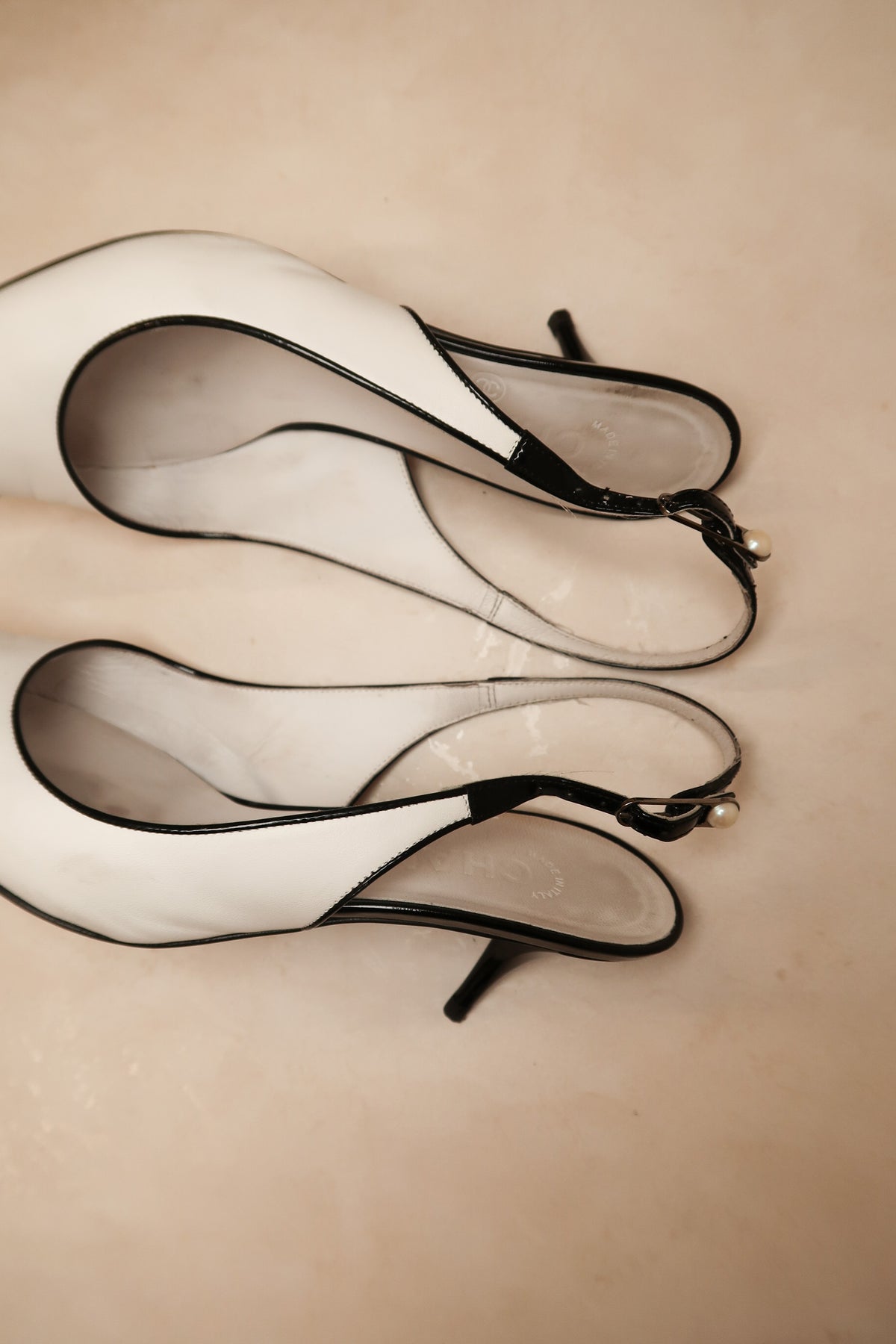 Chanel 2000s White Slingback Heels