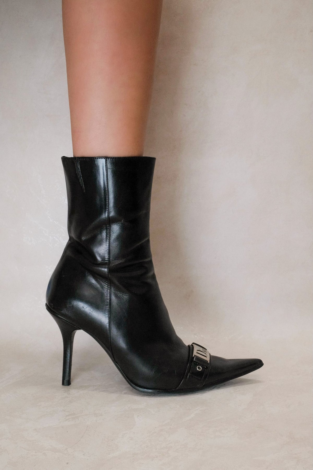 Christian Dior by Galliano 2000s Black Leather Ankle Boots