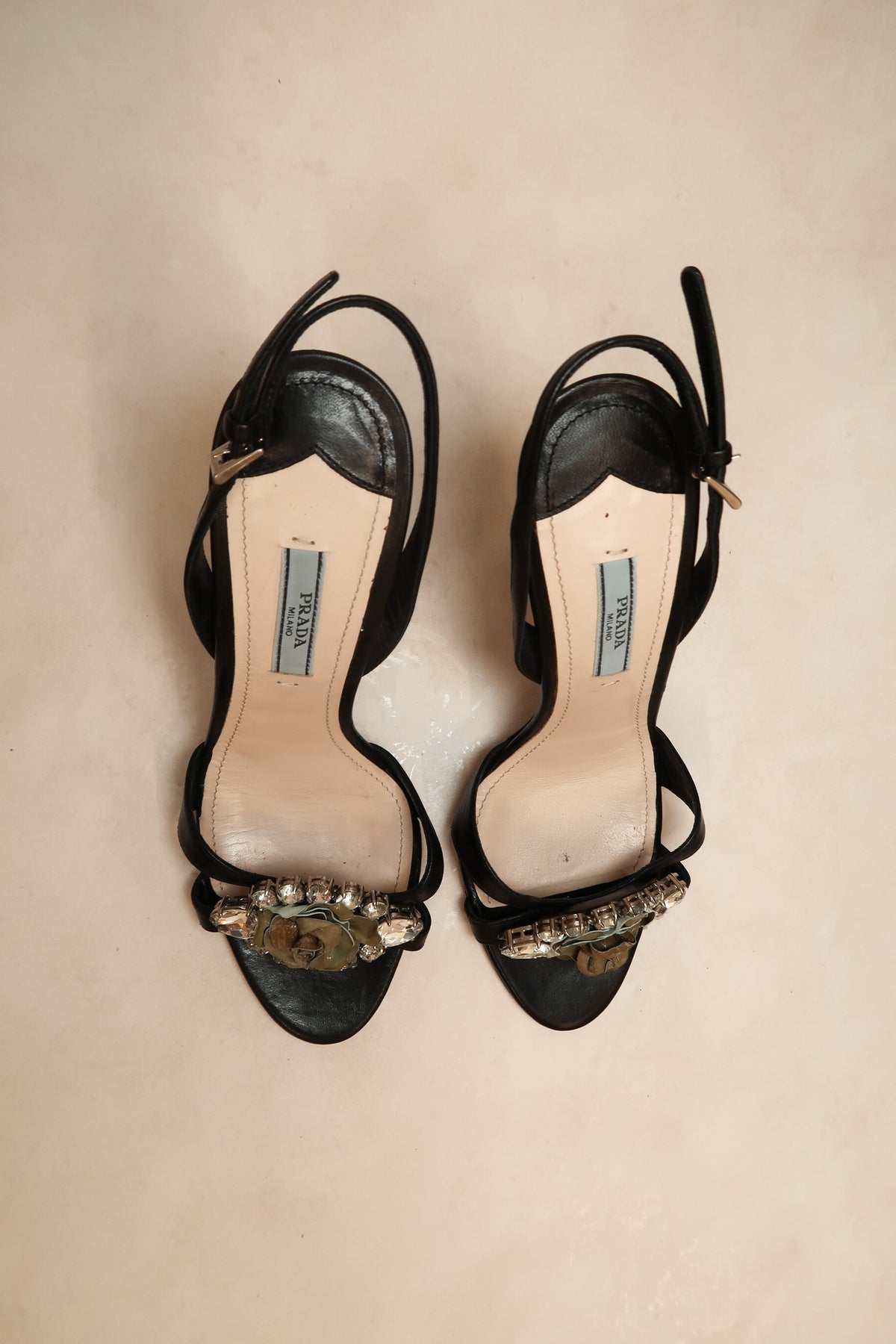 Prada 2004 Black Floral Heels