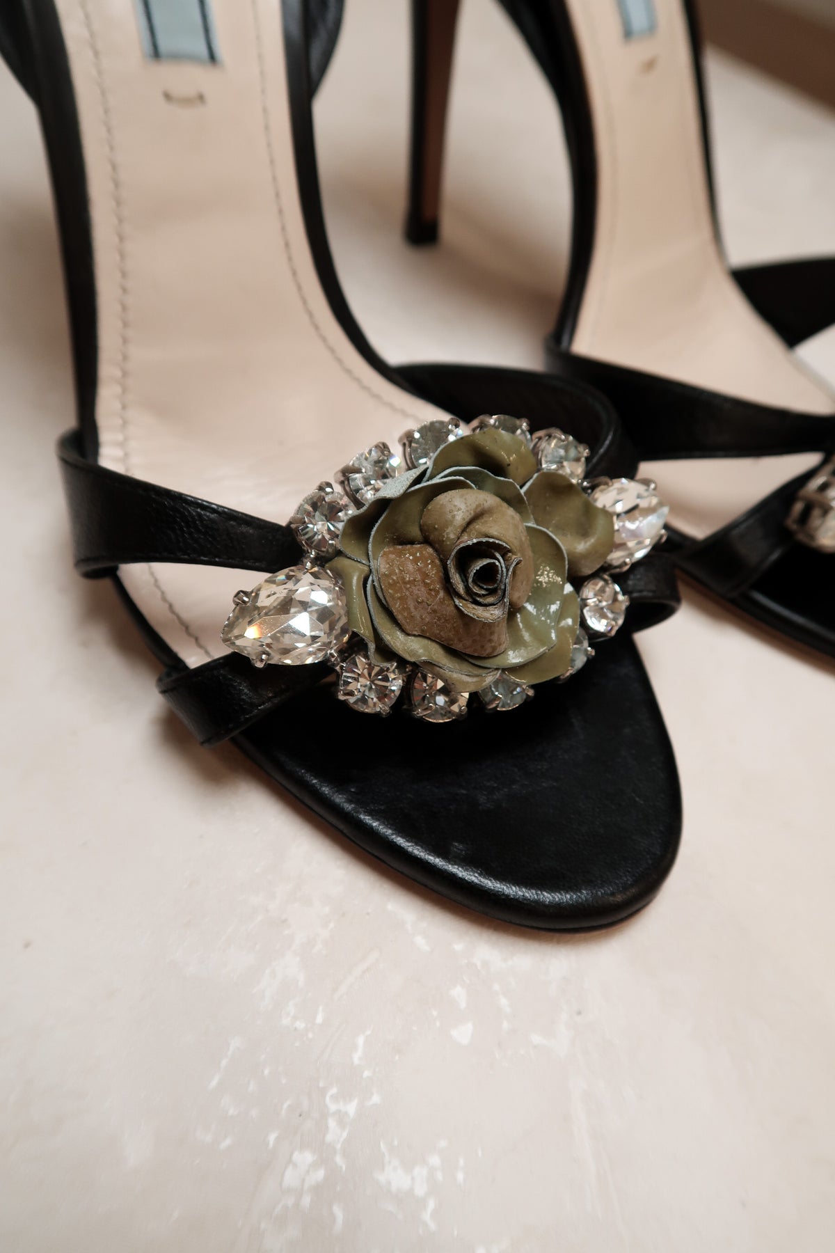 Prada 2004 Black Floral Heels