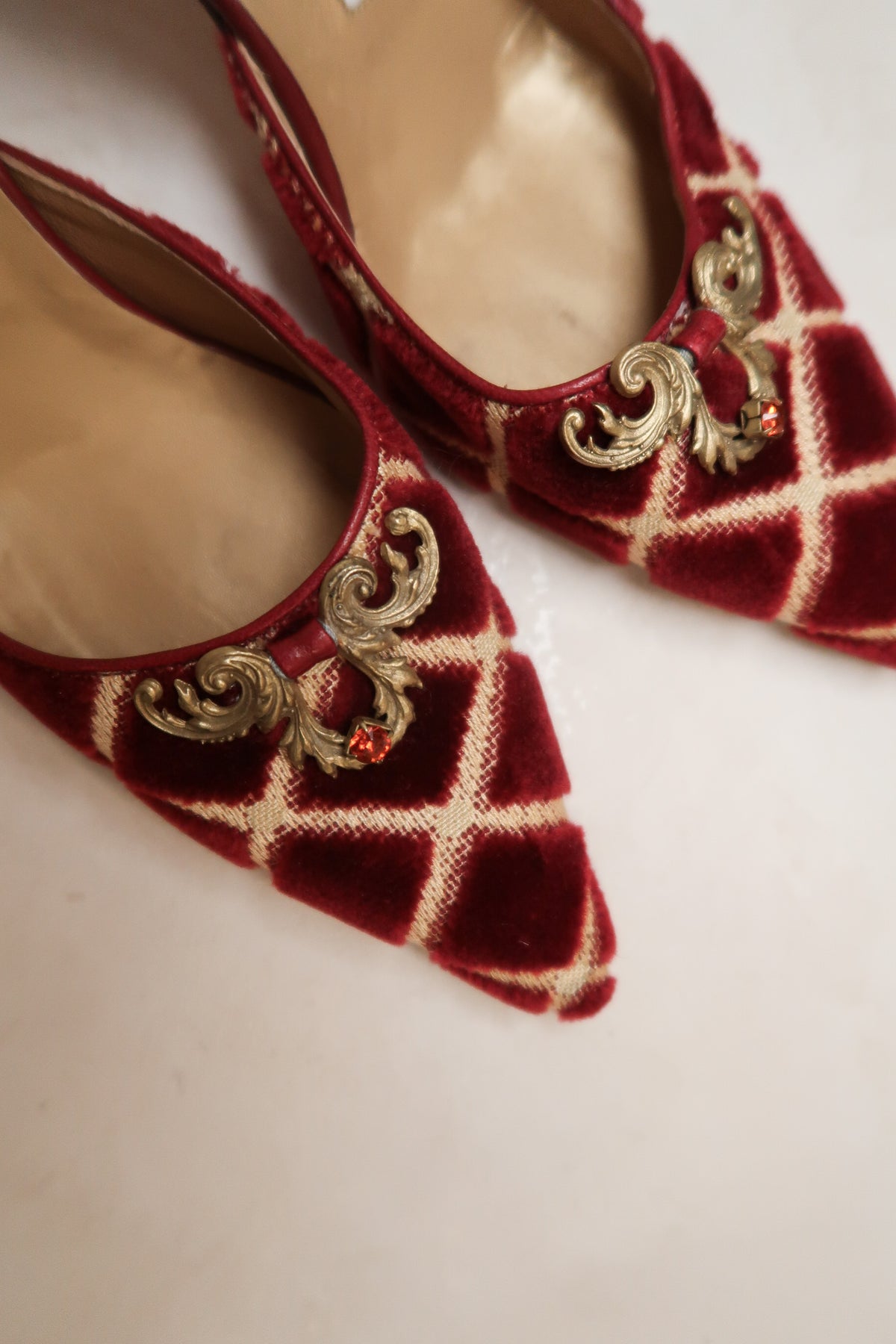 Manolo Blahnik 2000s Velvet Printed Mules