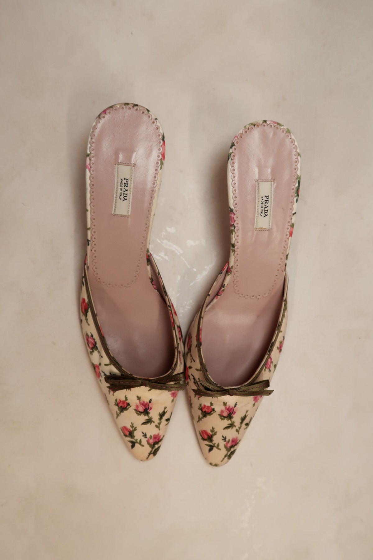 Prada 2000s Rosebuds Satin Mules