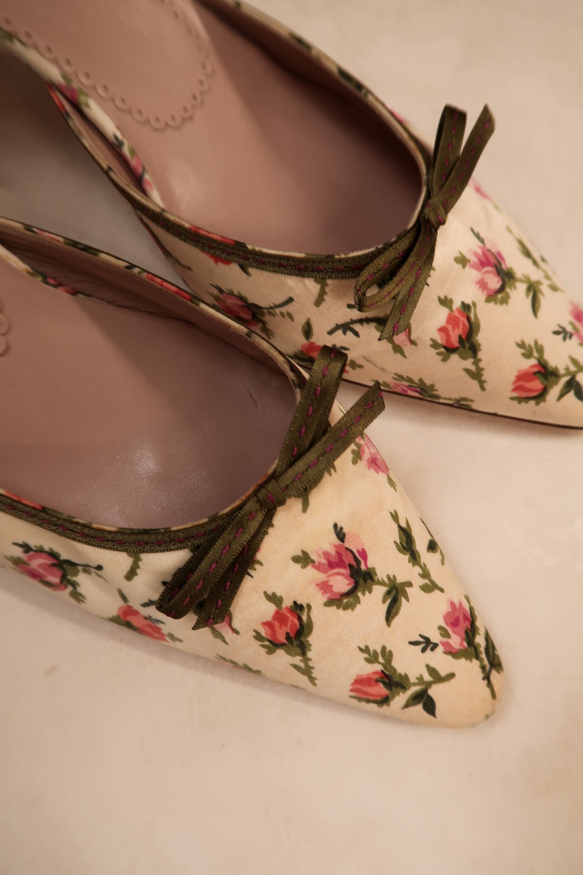 Prada 2000s Rosebuds Satin Mules