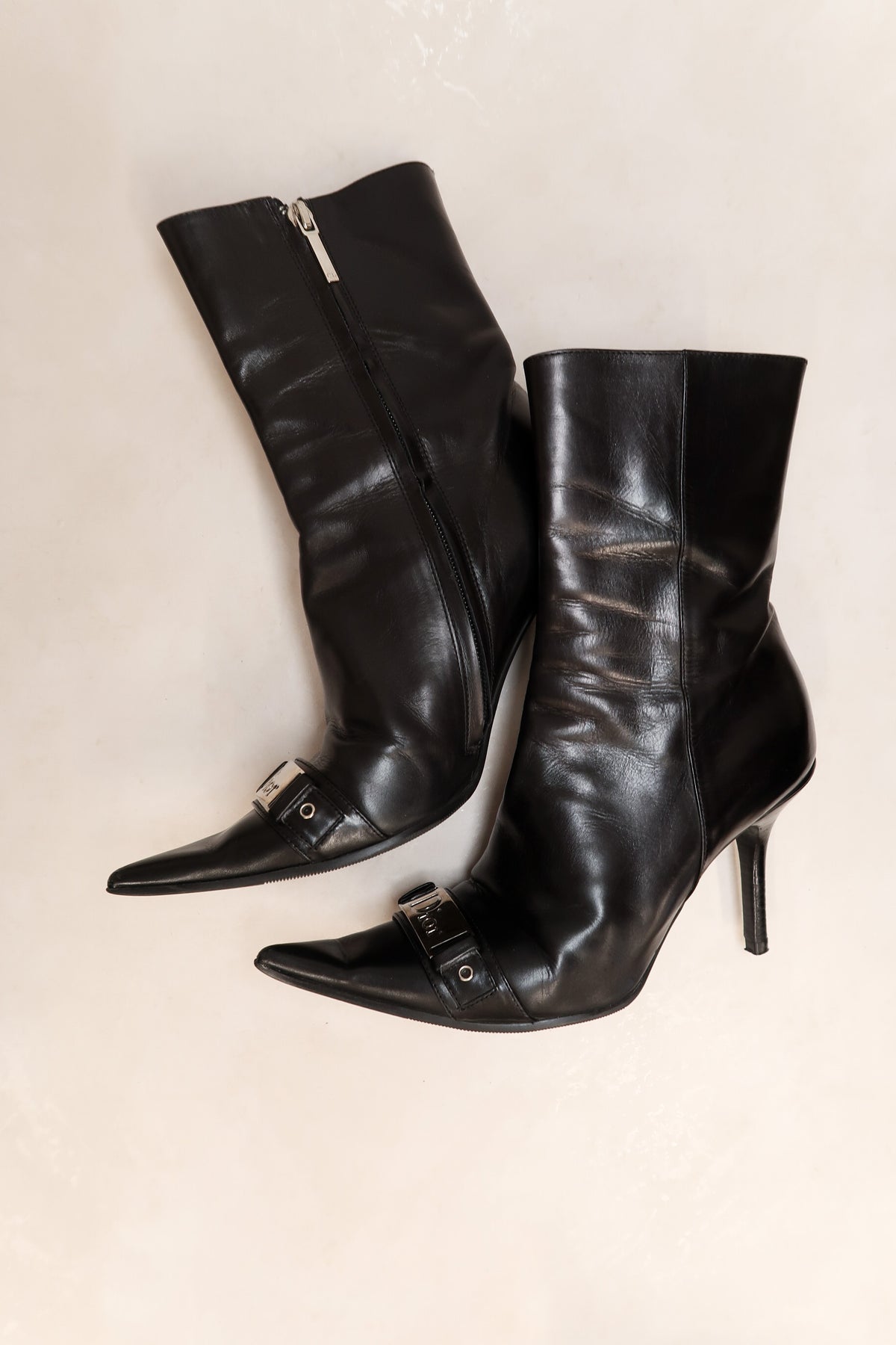 Christian Dior by Galliano 2000s Black Leather Ankle Boots