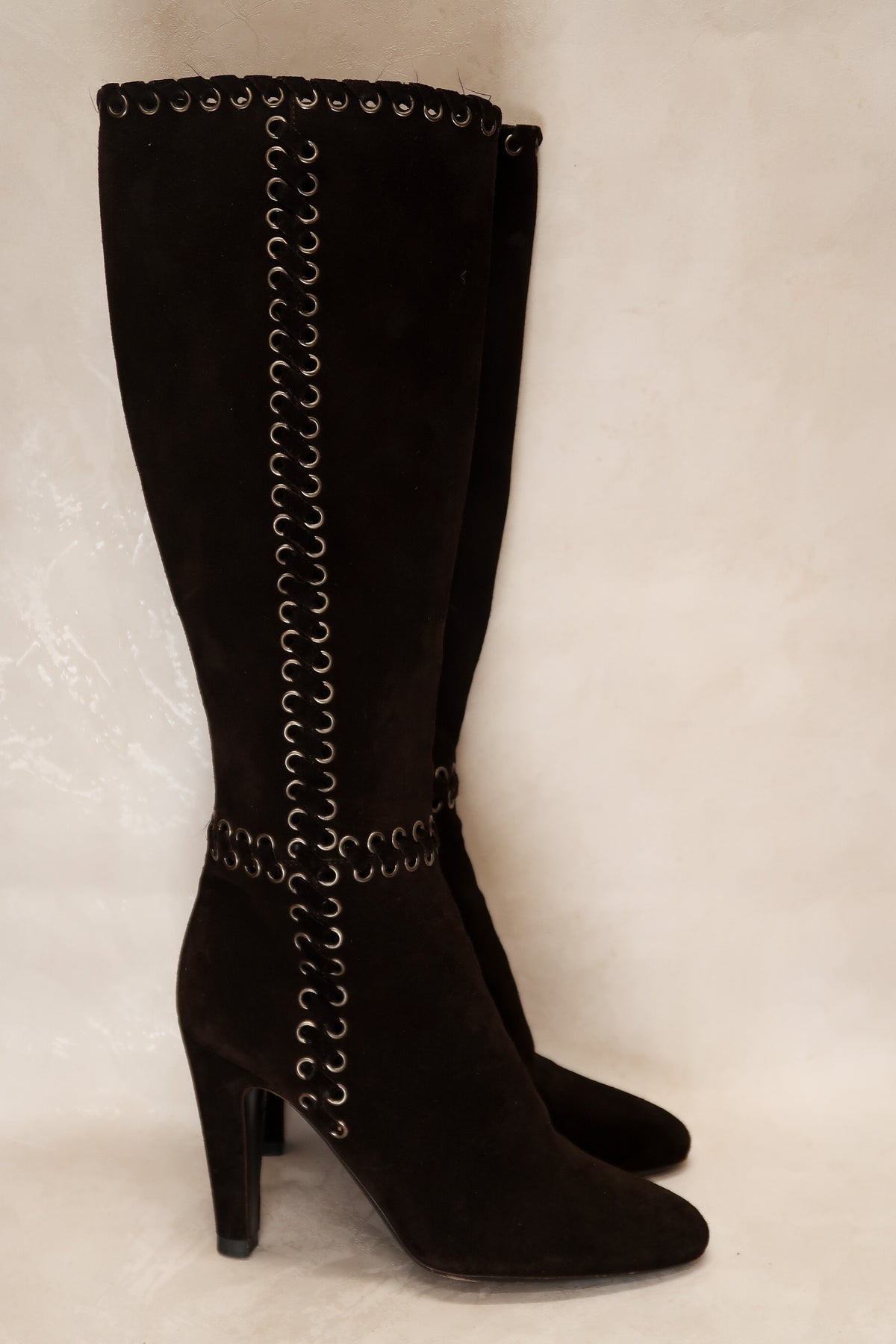 Prada FW 2000 Chocolate Suede Whipstitch Boots
