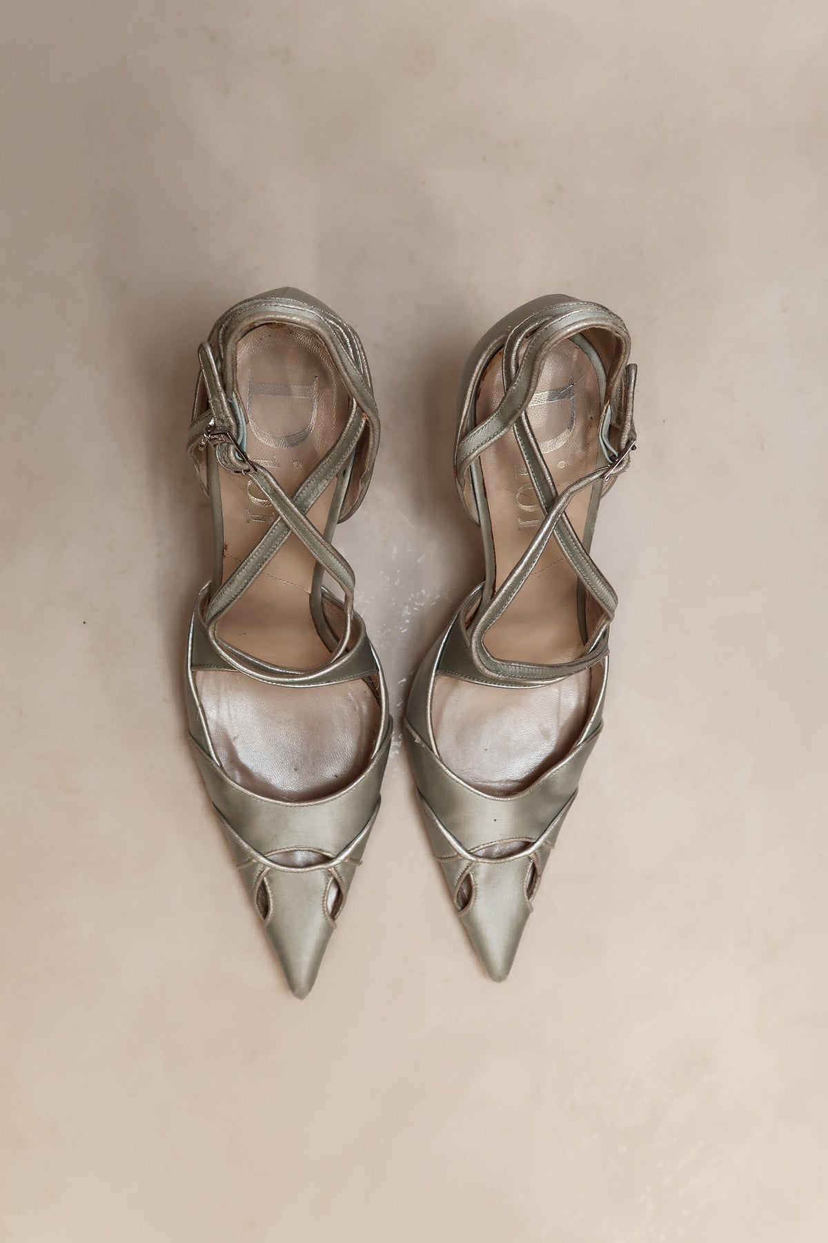 Christian Dior 2000s Light Blue Satin Heels