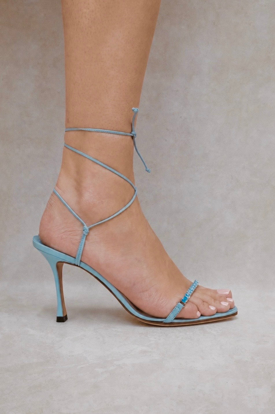 Manolo Blahnik 2000s Turqouise Crystal Wrap Sandals