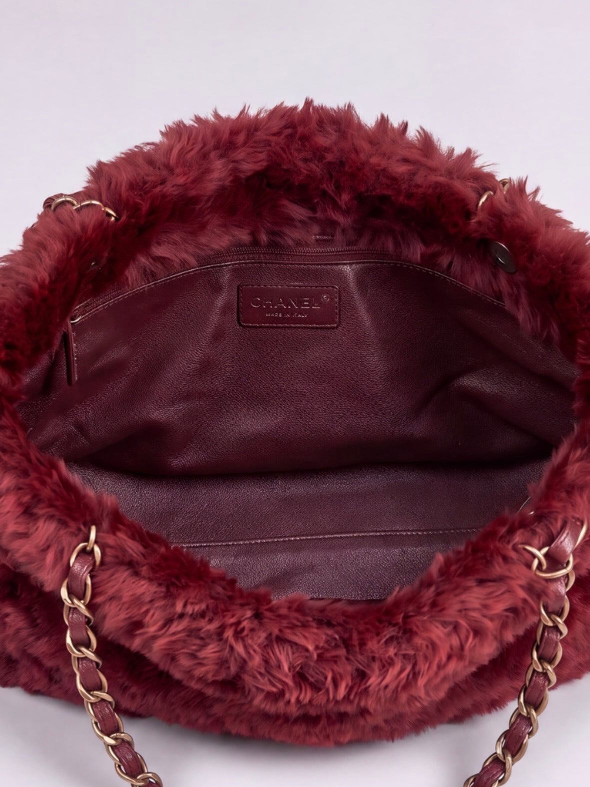 Chanel 2001 Red Lapin Fur Bag