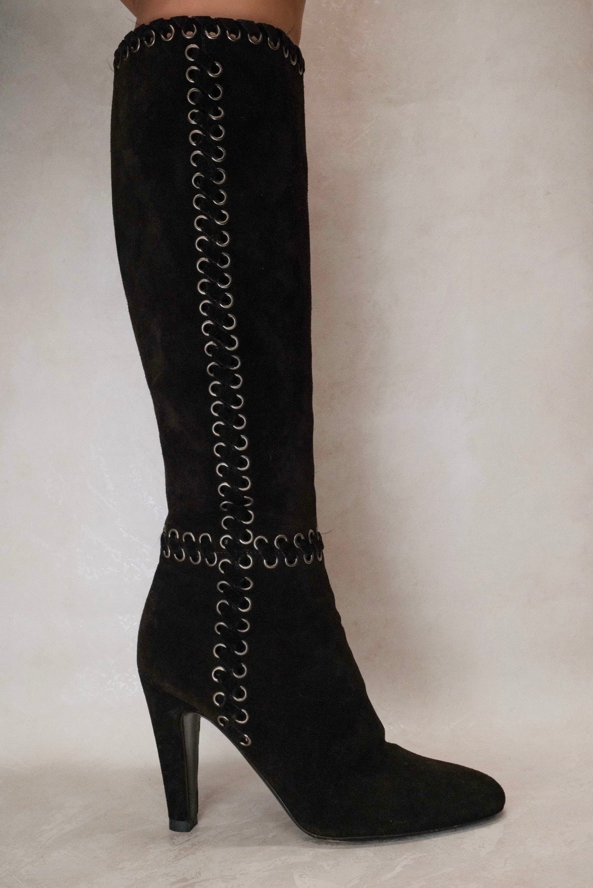 Prada FW 2000 Chocolate Suede Whipstitch Boots