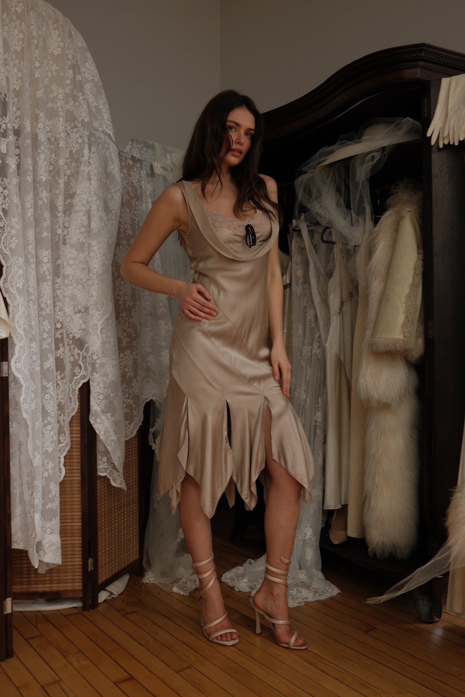 Unsigned 2000s Romantic Silk Midi Dress