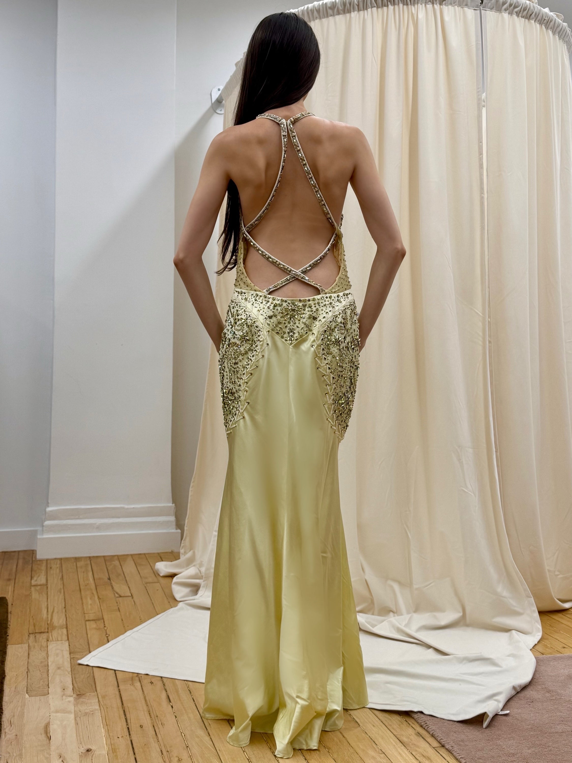 Versace SS 2006 Yellow Beaded Gown