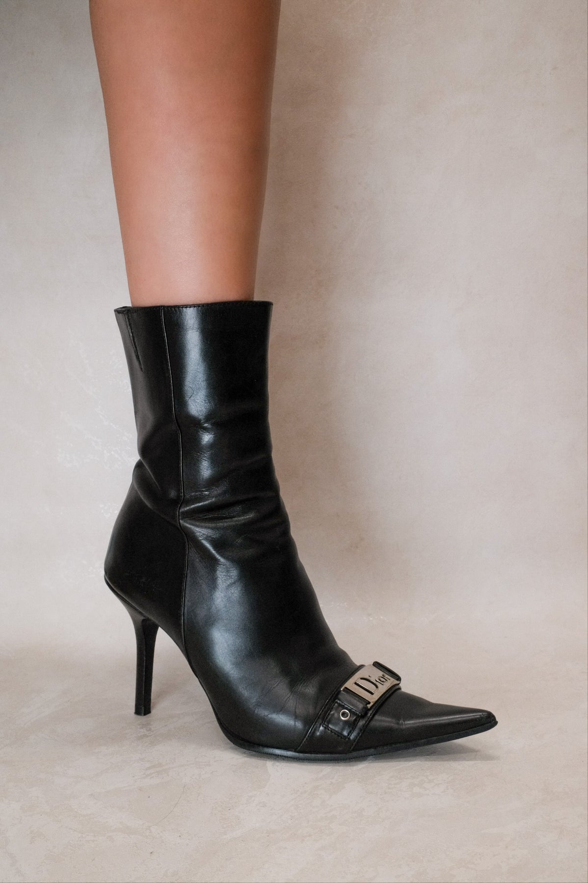 Christian Dior by Galliano 2000s Black Leather Ankle Boots