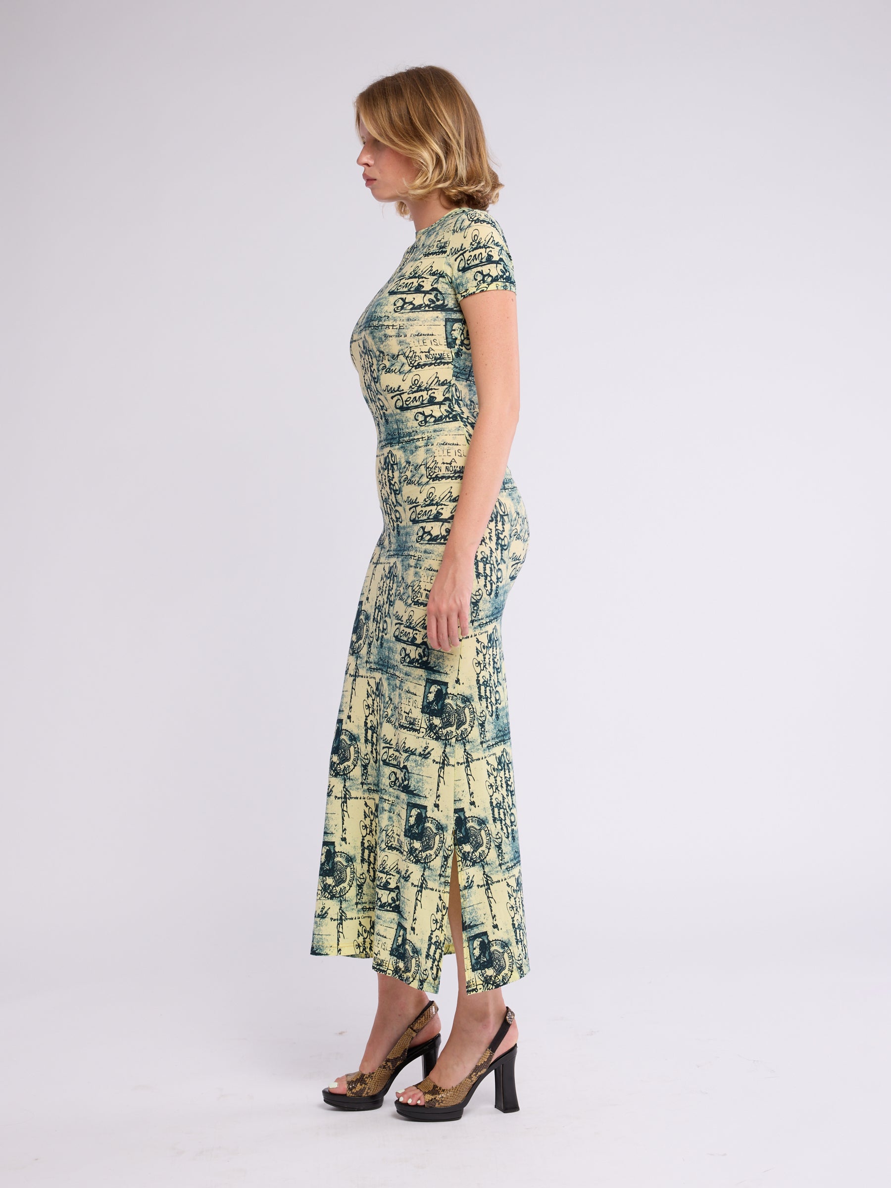 Jean Paul Gaultier 1998 Calligraphy Maxi Dress