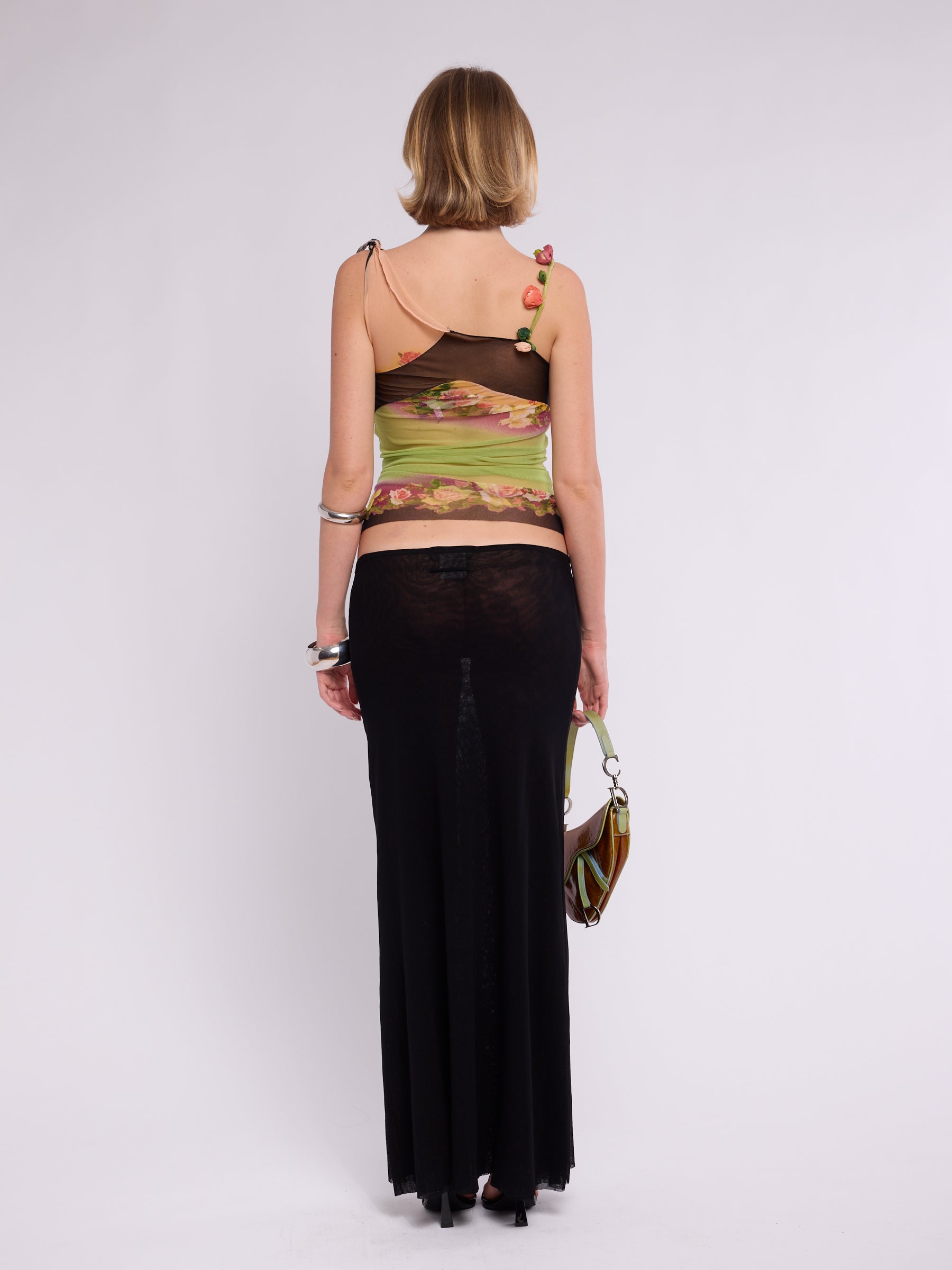 Jean Paul Gaultier SS 2001 Floral Mesh Top & Skirt Set