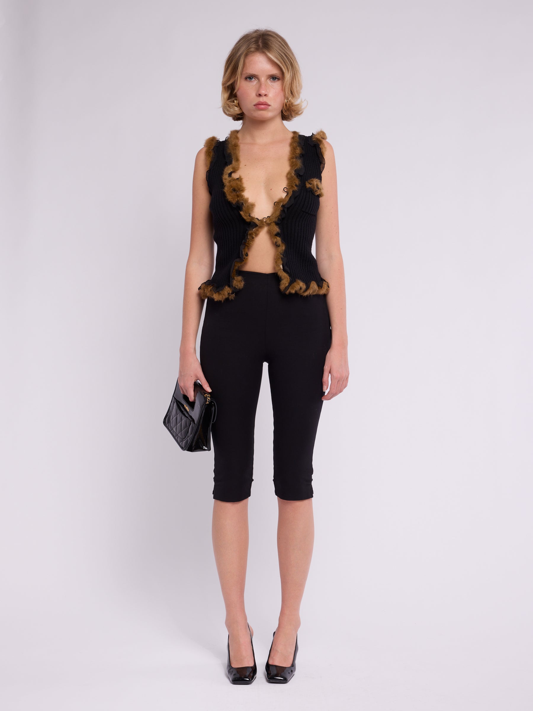 Jean Paul Gaultier SS 2001 Rabbit Fur Trim Top