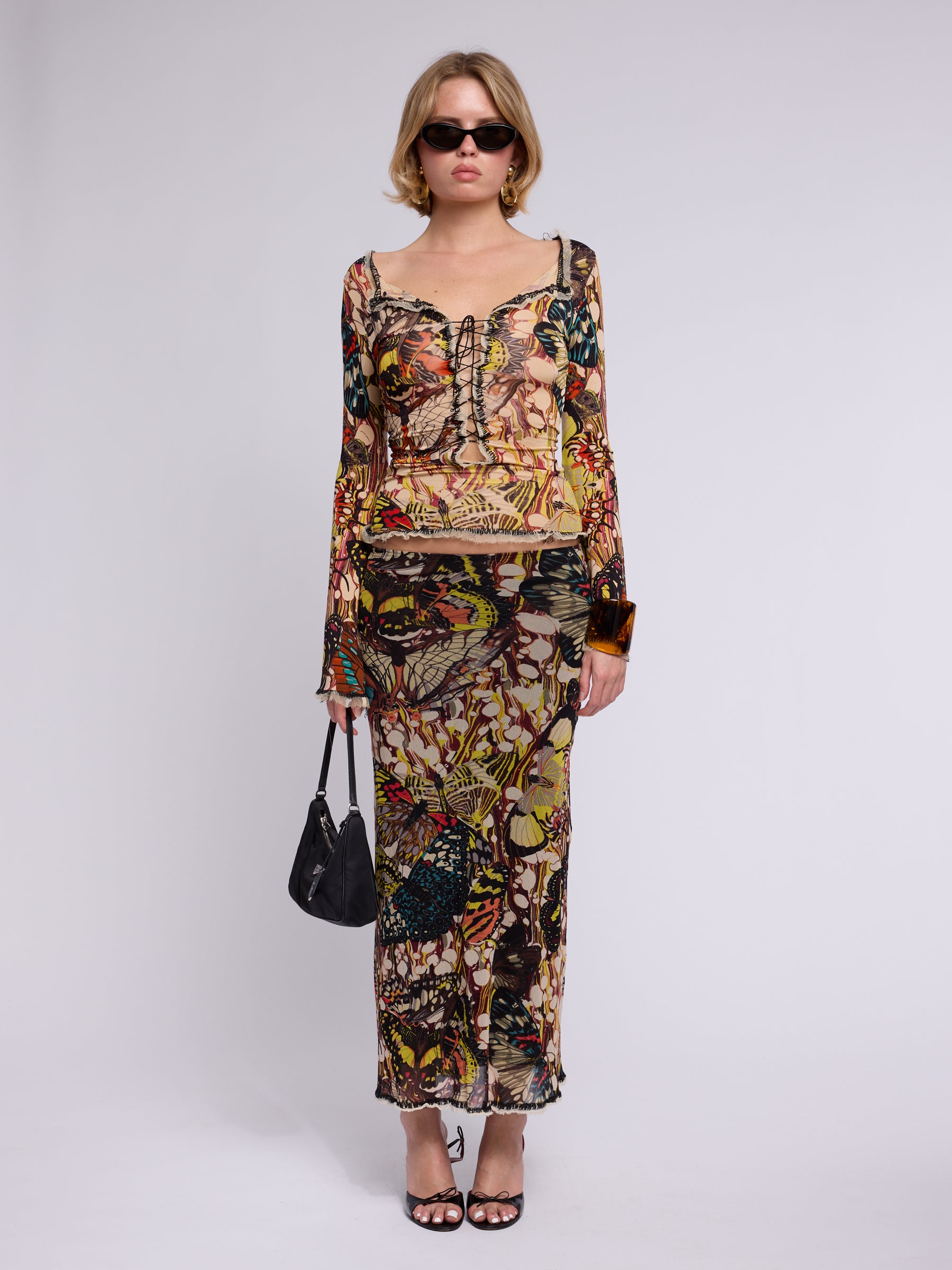 Jean Paul Gaultier SS 2003 Maille Collection Butterfly Tie-Up Mesh Set