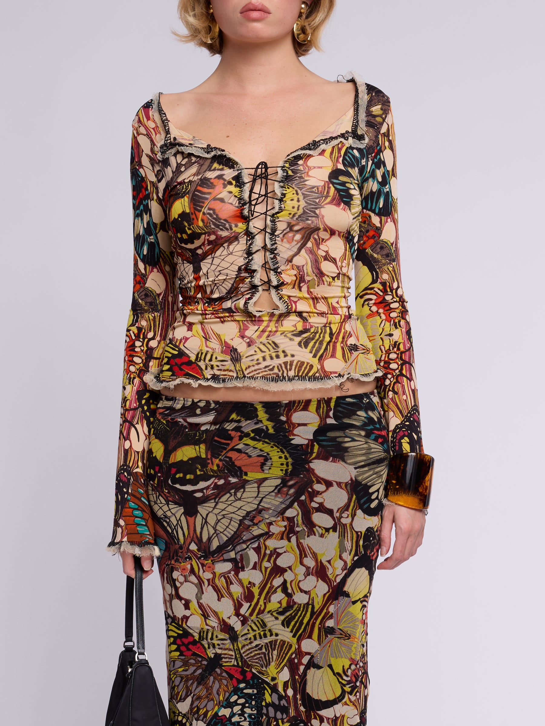 Jean Paul Gaultier SS 2003 Maille Collection Butterfly Tie-Up Mesh Set