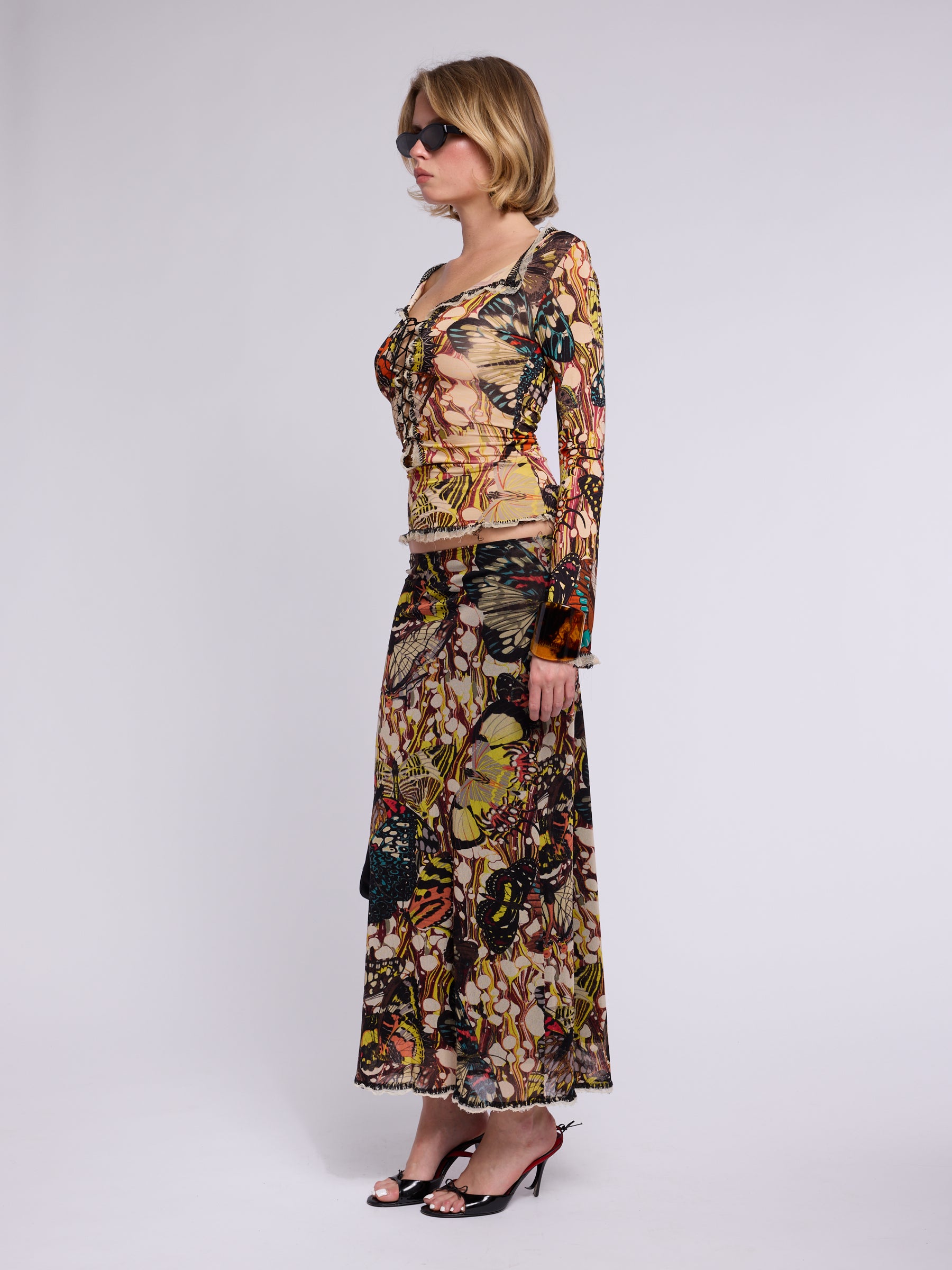 Jean Paul Gaultier SS 2003 Maille Collection Butterfly Tie-Up Mesh Set