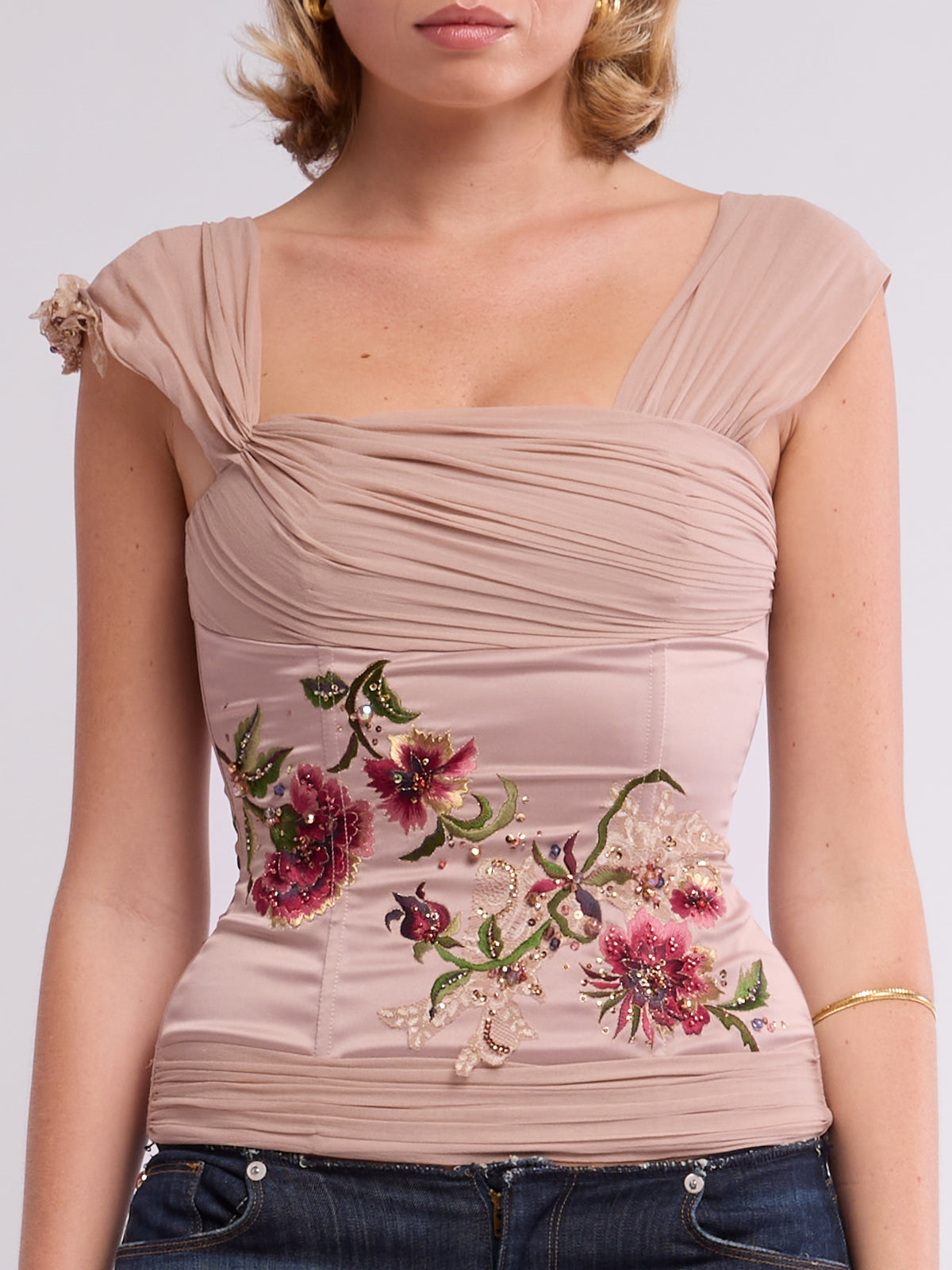 Mandalay 2000s Lavender Beaded Top