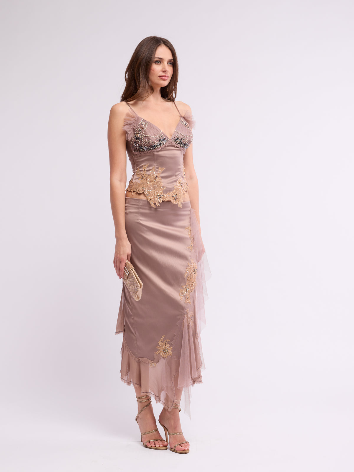 Mandalay 2000s Rare Lavendar-Gray Beaded Set