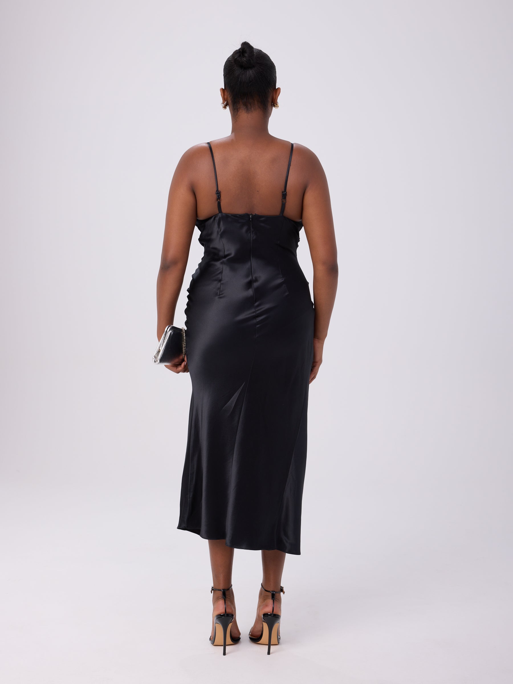 Mandalay 2004 Black Satin Cowl-Neck Gown