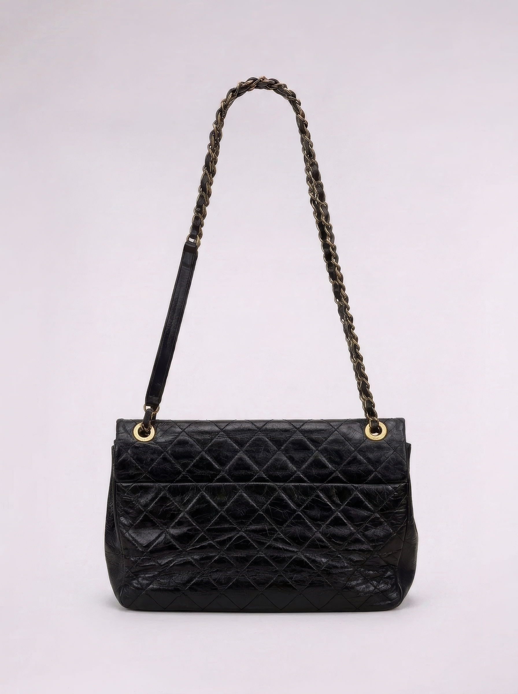 Chanel 2010s Black Python Flap Bag
