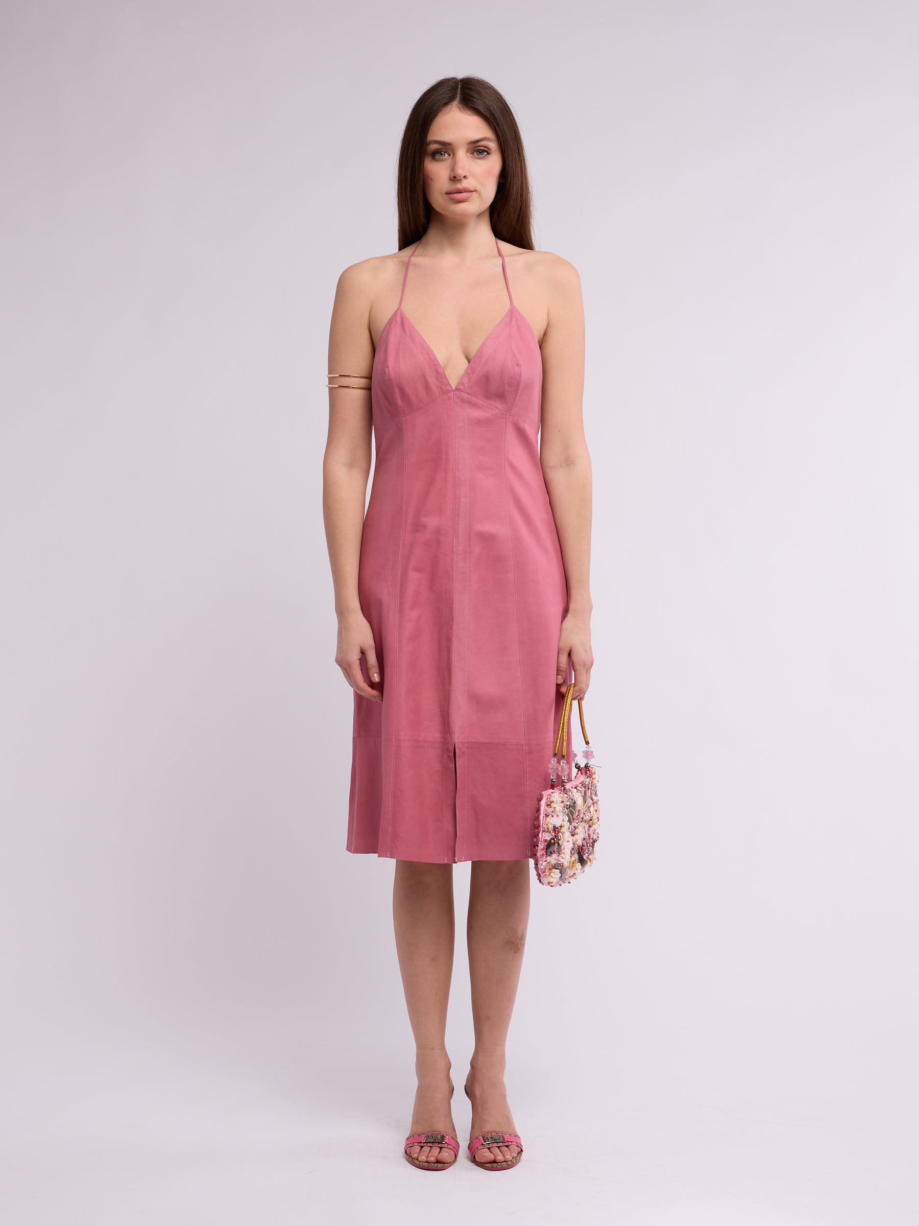Plein Sud 2000s Pink Leather Slip Dress