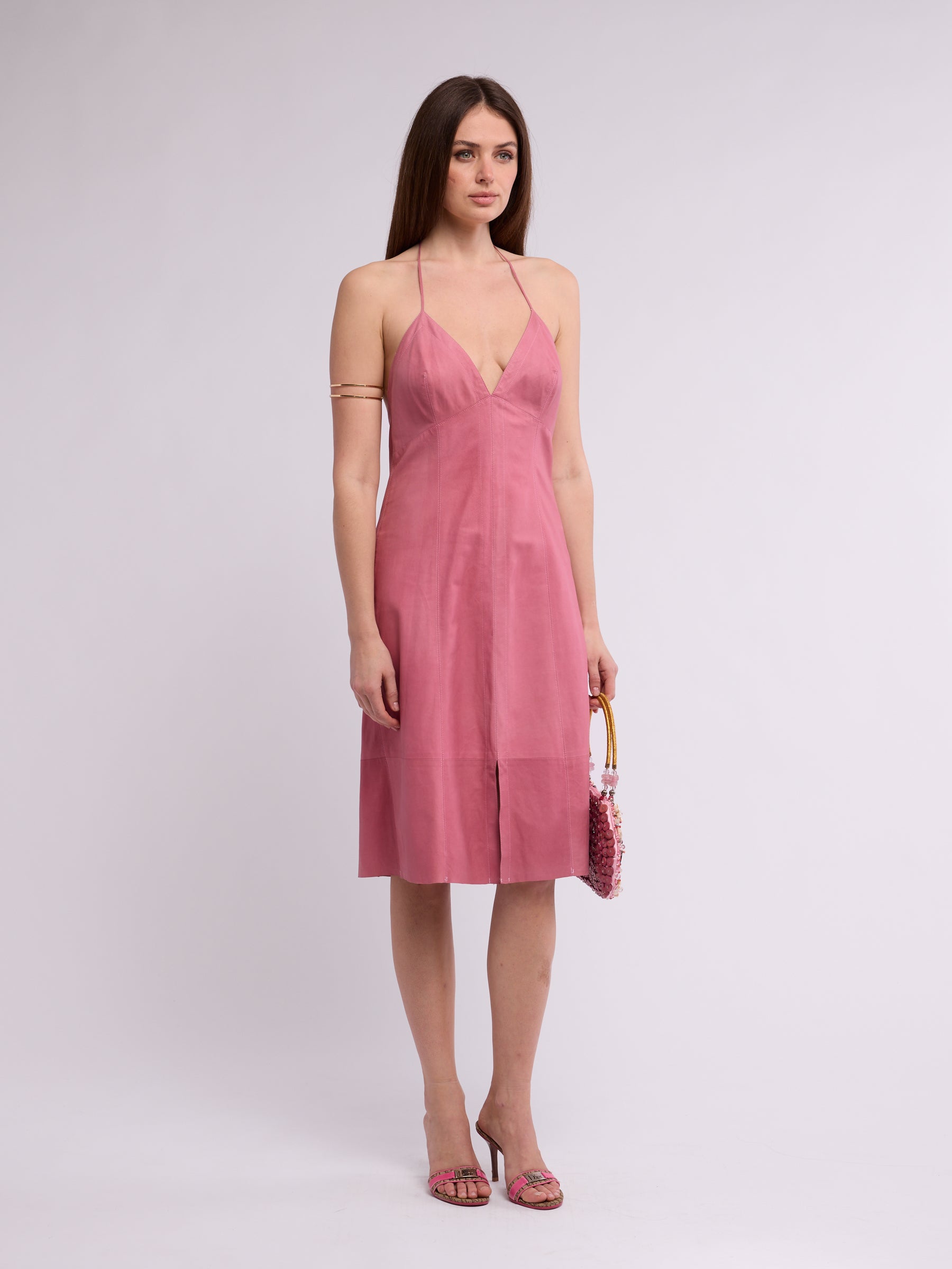 Plein Sud 2000s Pink Leather Slip Dress