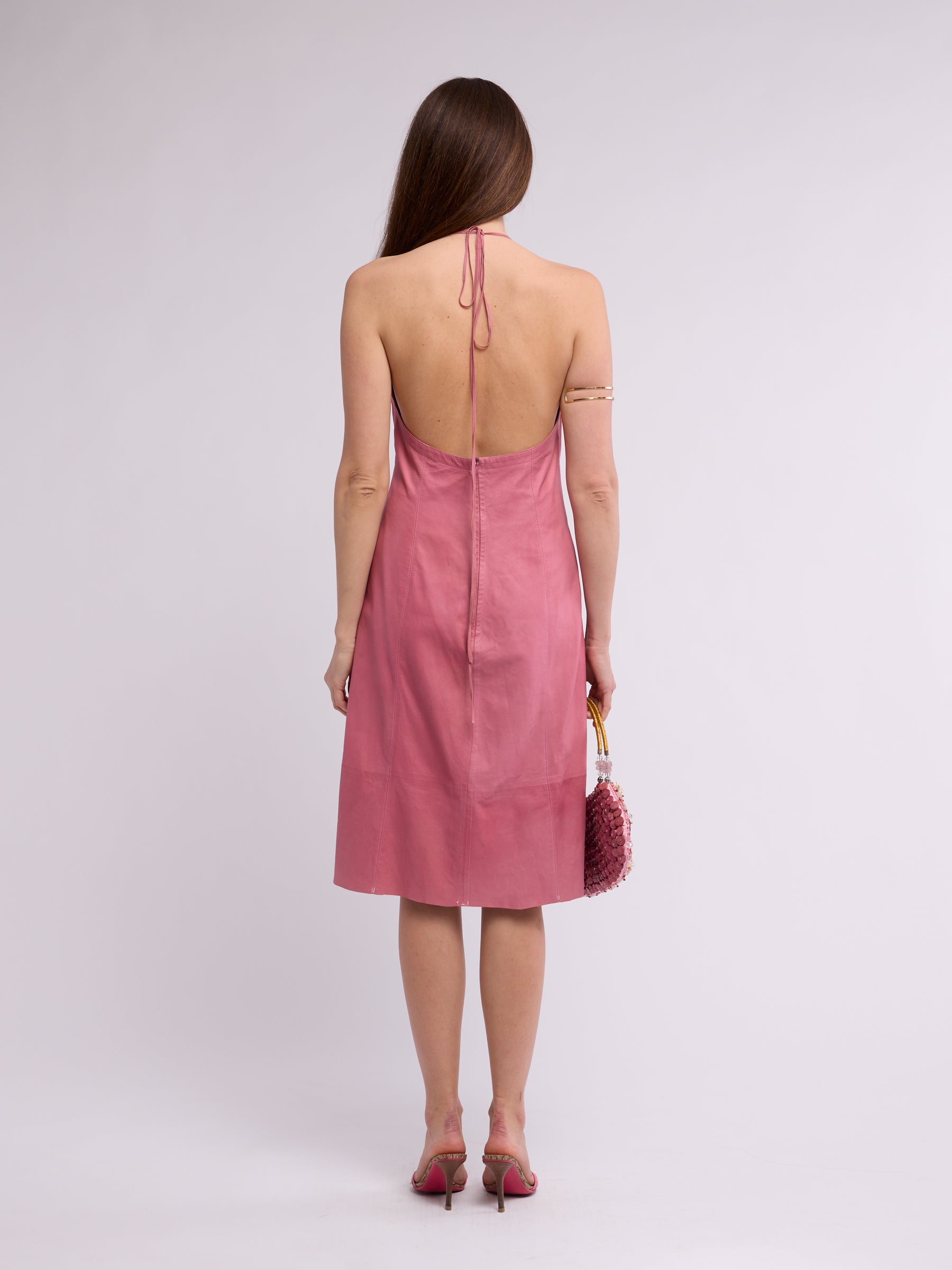 Plein Sud 2000s Pink Leather Slip Dress