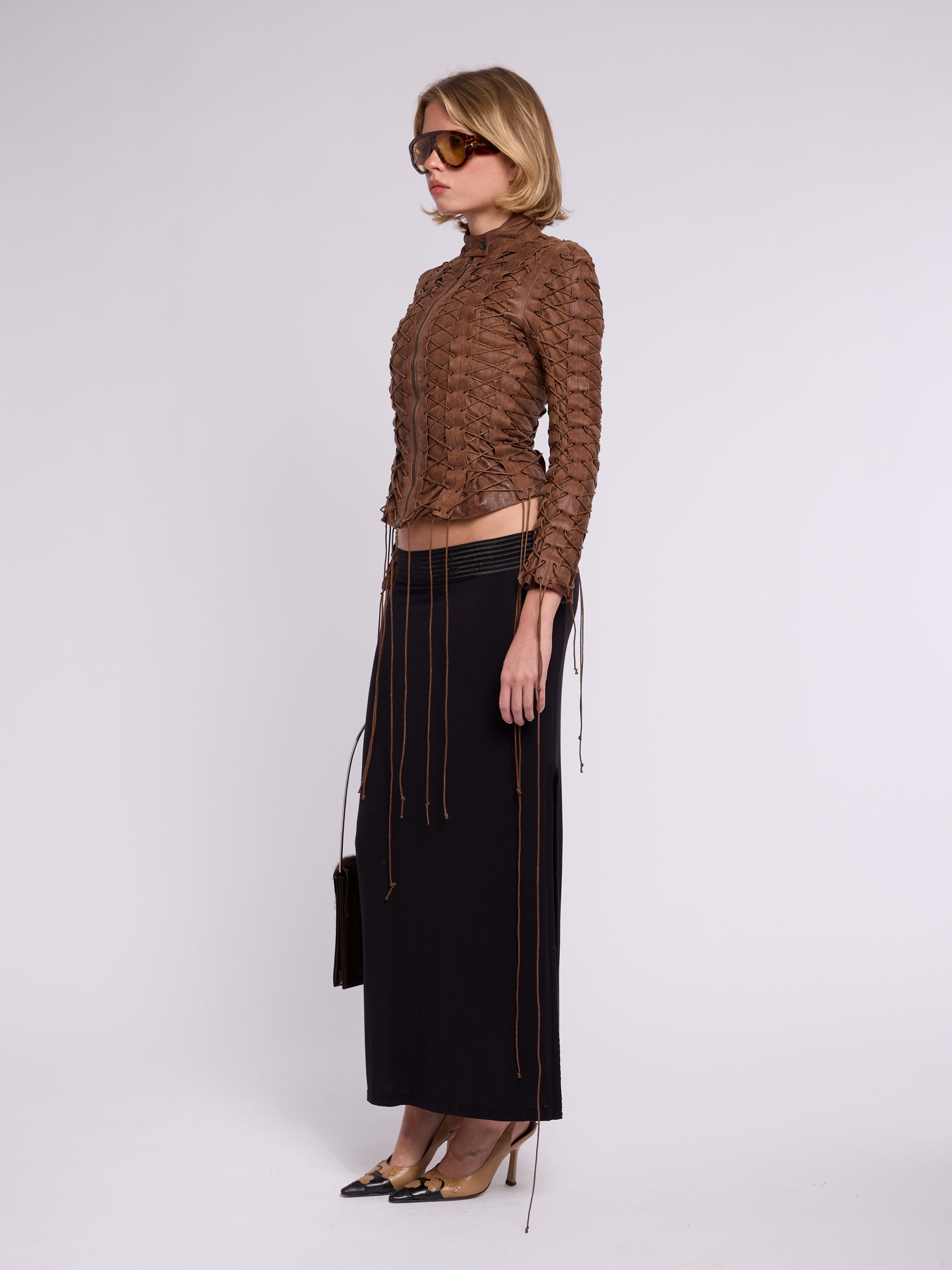 Plein Sud FW 2000 Leather Lace Up Jacket