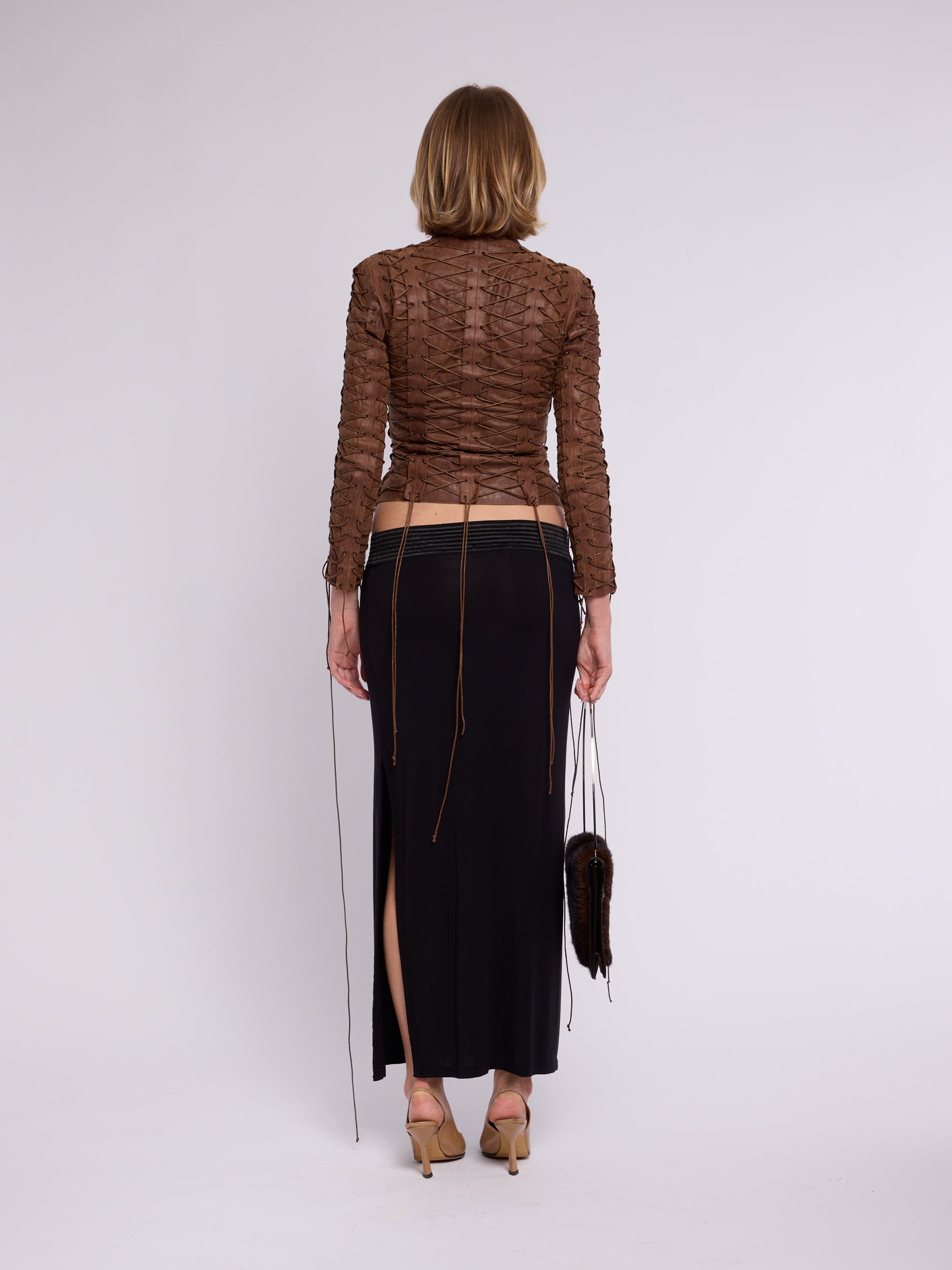 Plein Sud FW 2000 Leather Lace Up Jacket