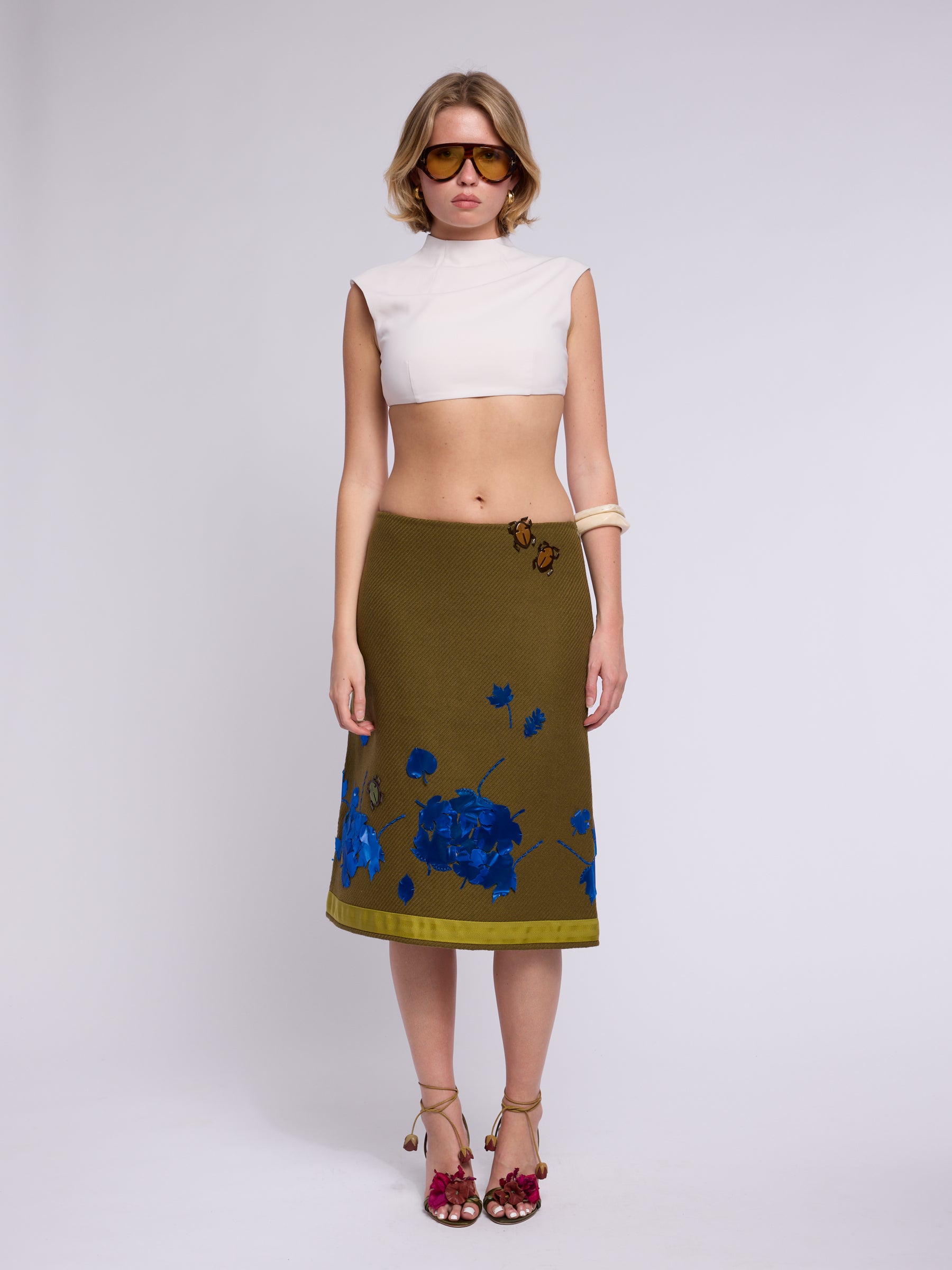 Prada 1999 Embellished Wool Skirt