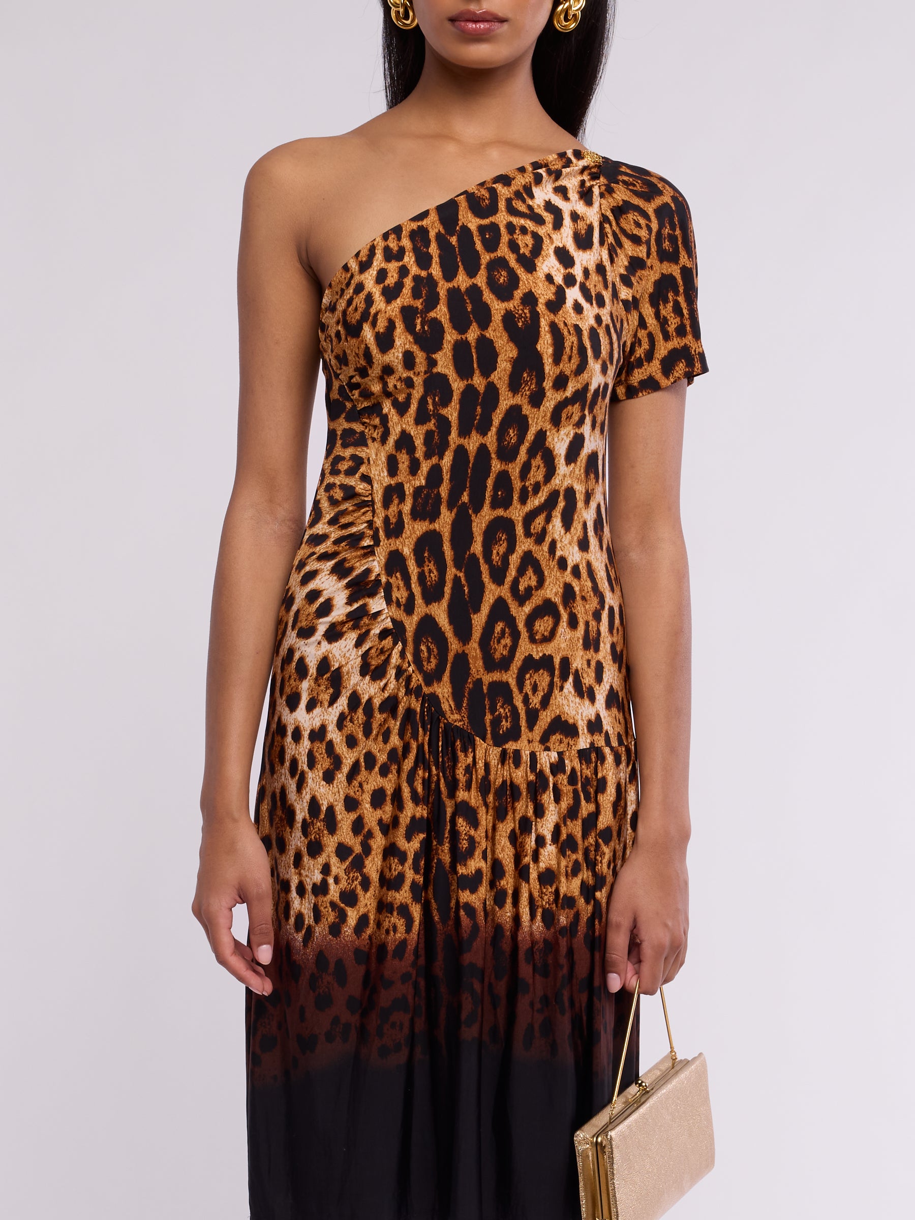 Roberto Cavalli 2000s Leopard One-Shoulder Dress