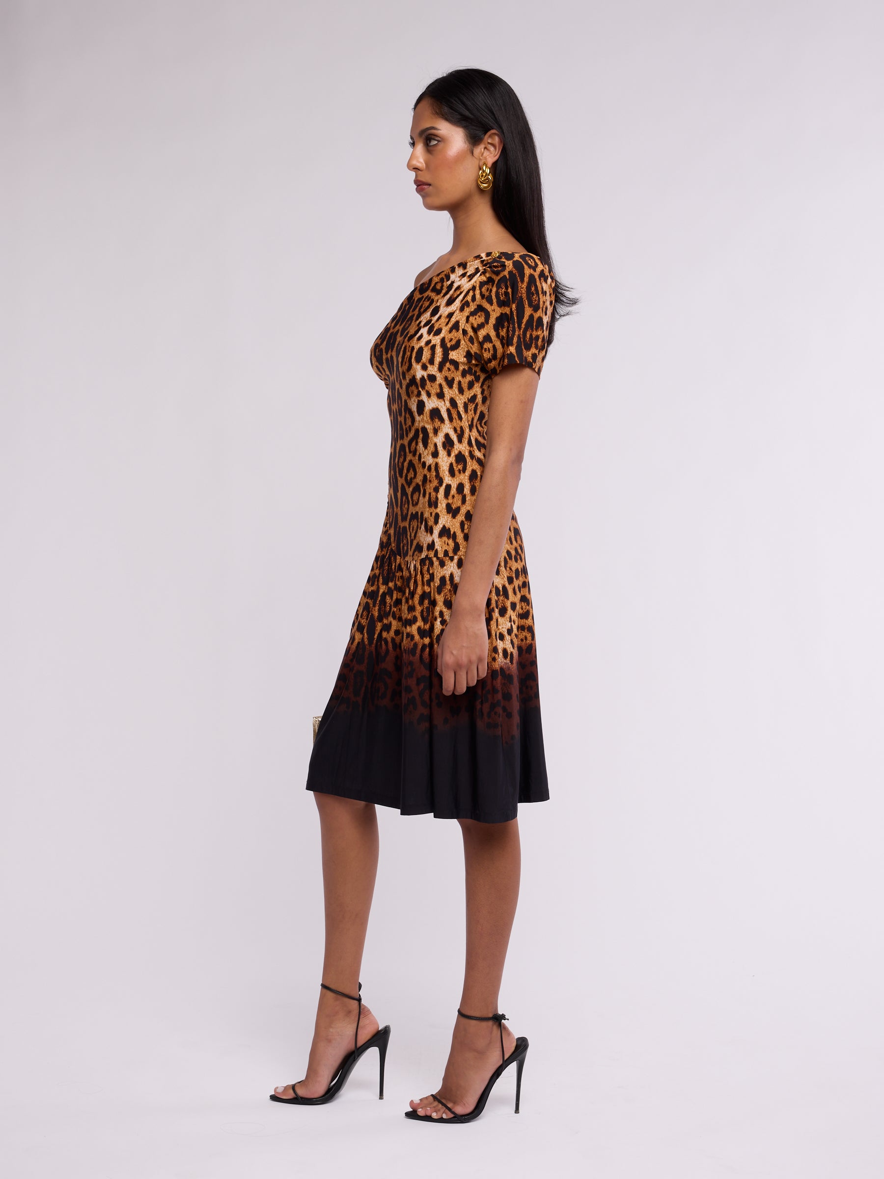 Roberto Cavalli 2000s Leopard One-Shoulder Dress