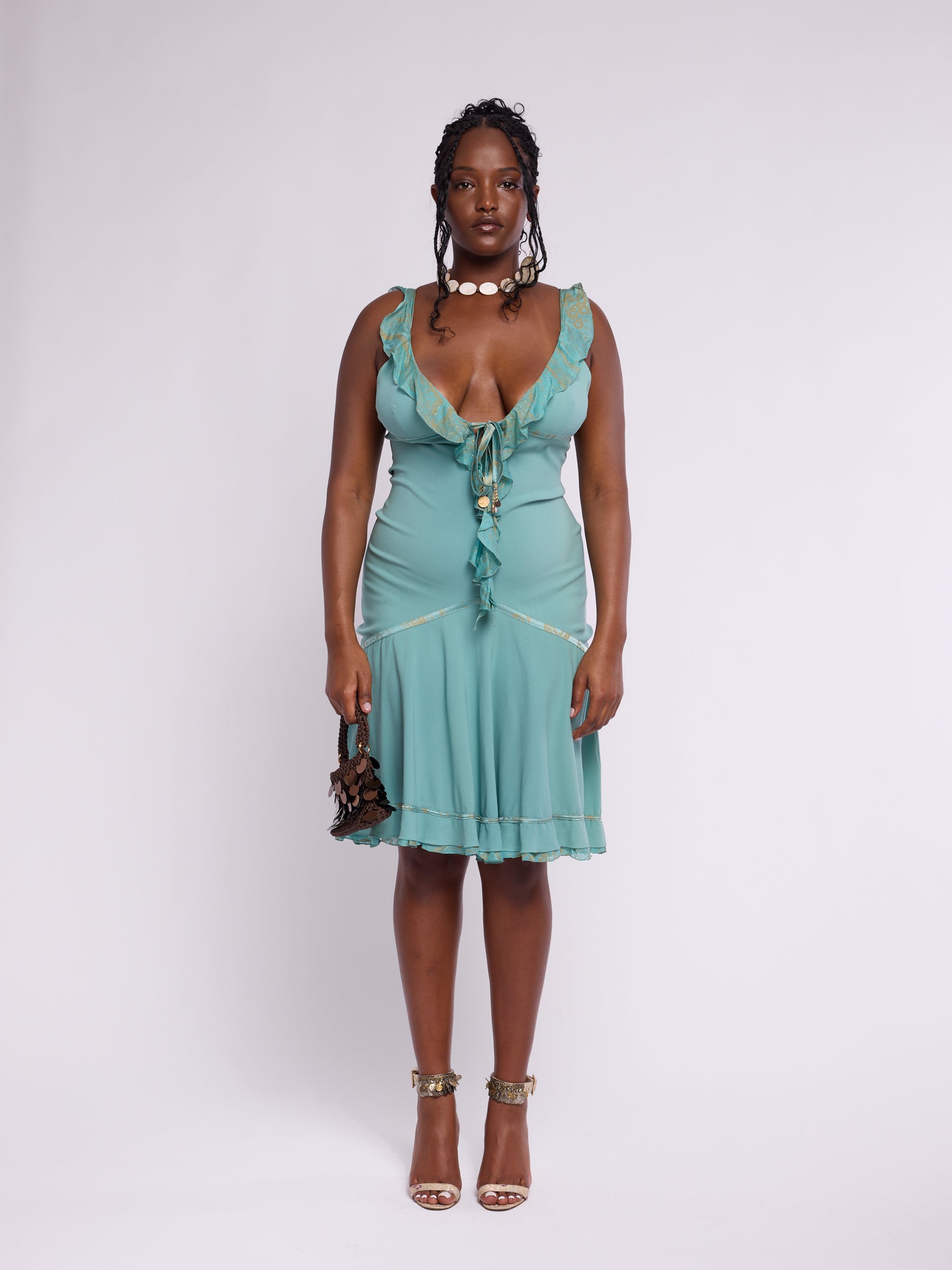 Roberto Cavalli 2004 Teal Dress
