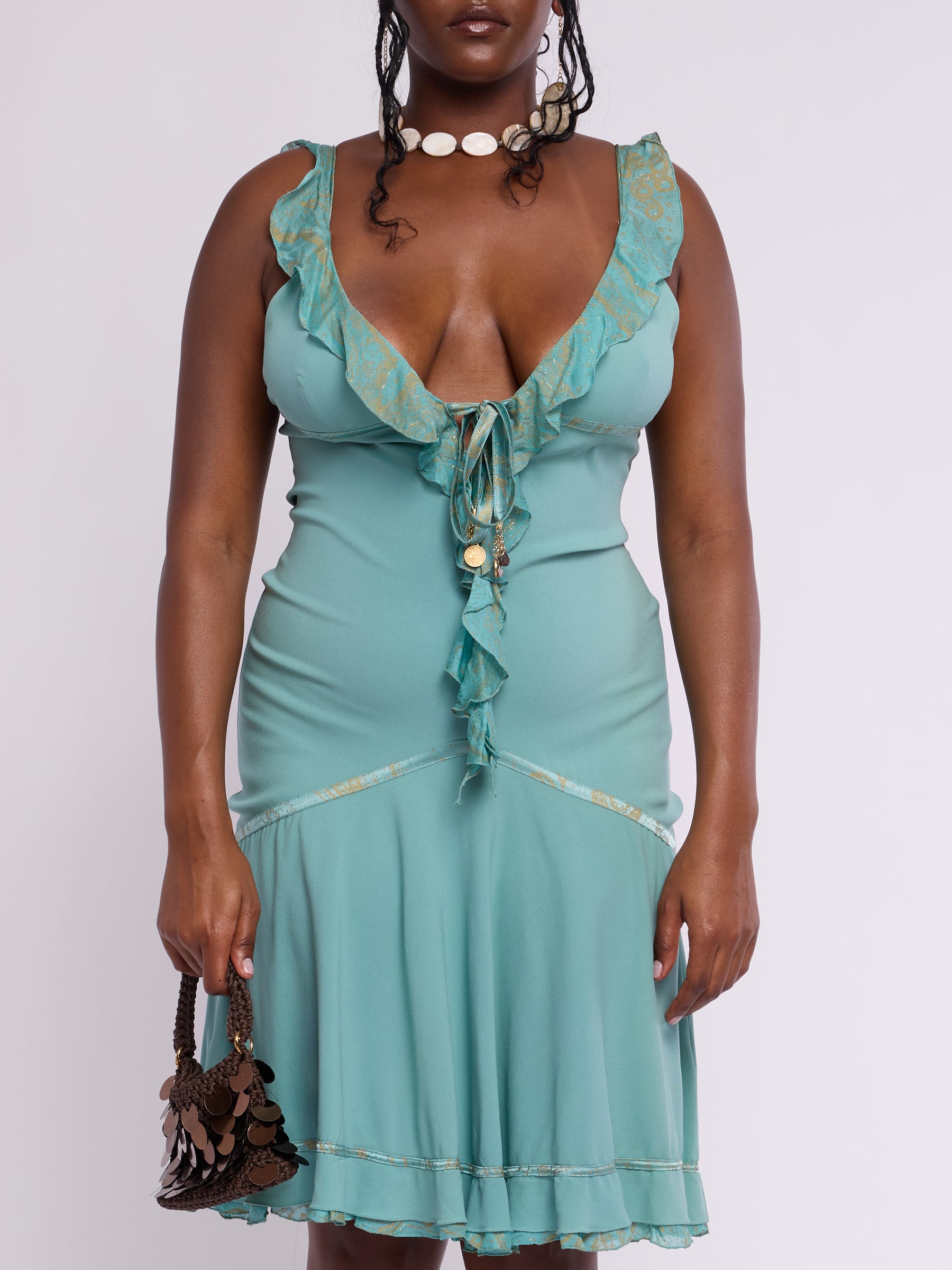 Roberto Cavalli 2004 Teal Dress