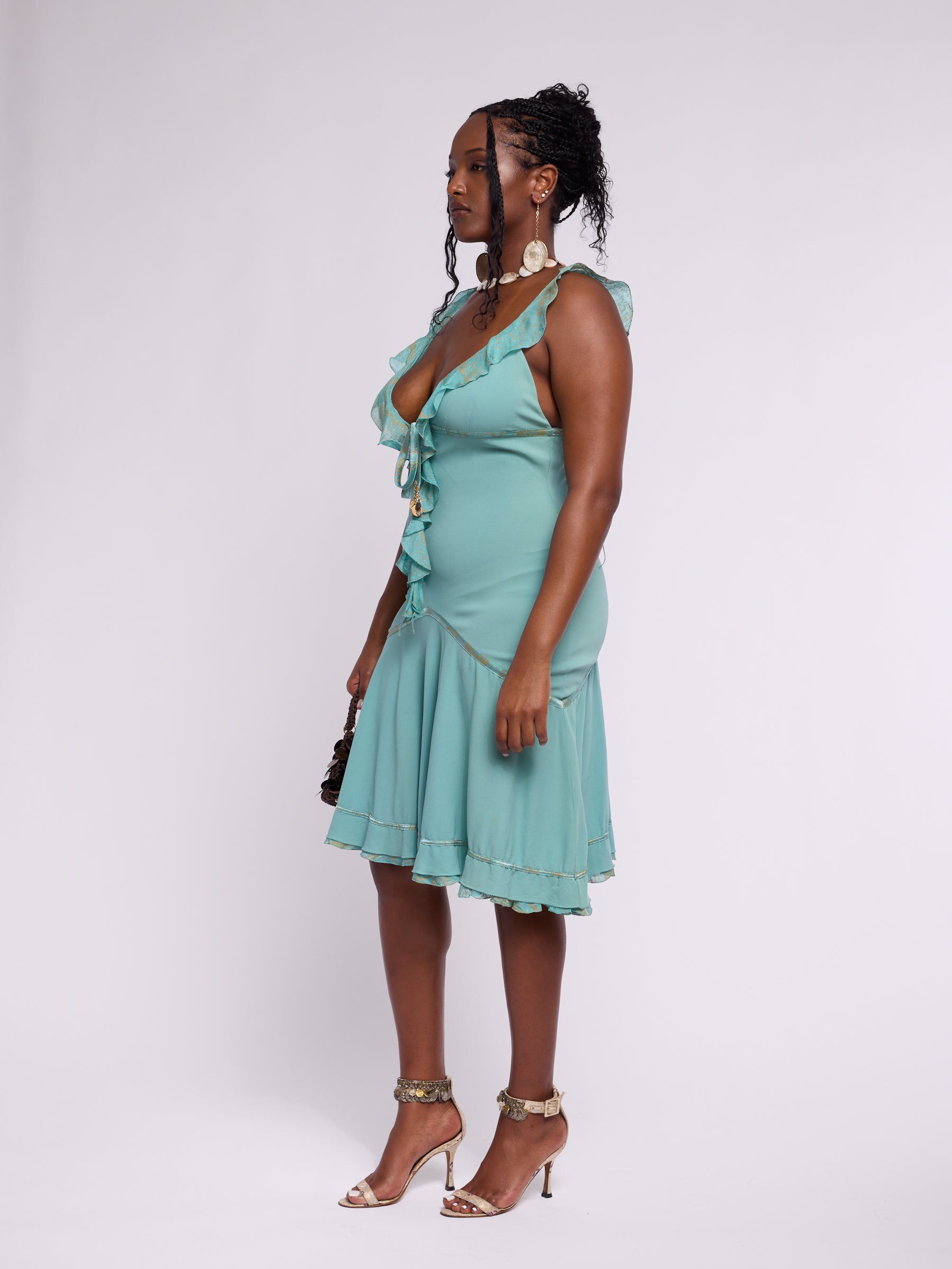 Roberto Cavalli 2004 Teal Dress