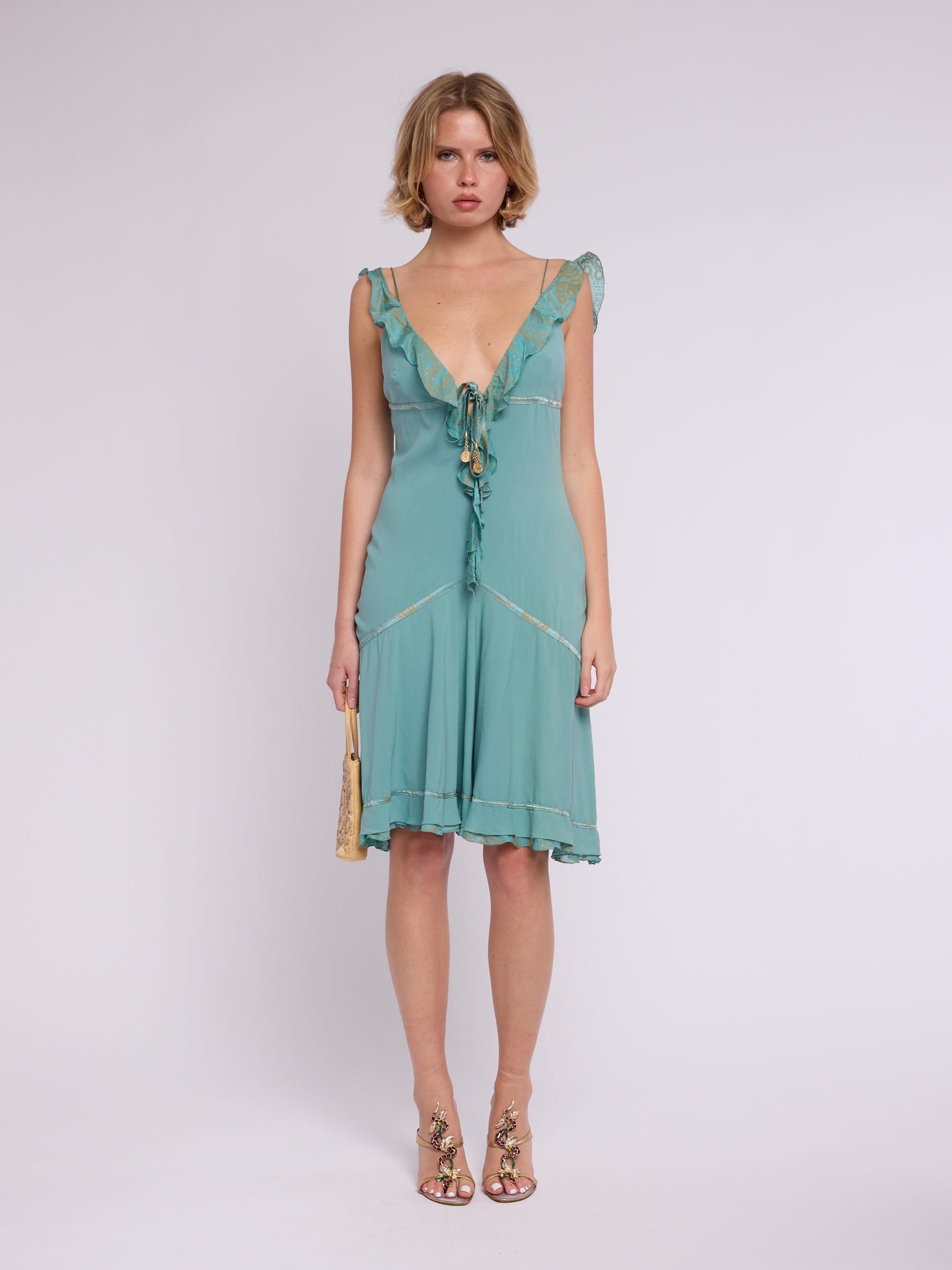 Roberto Cavalli 2004 Teal Dress