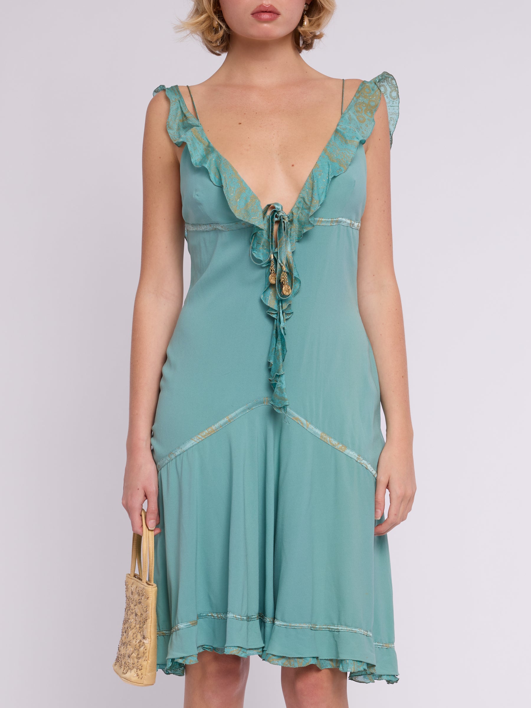 Roberto Cavalli 2004 Teal Dress