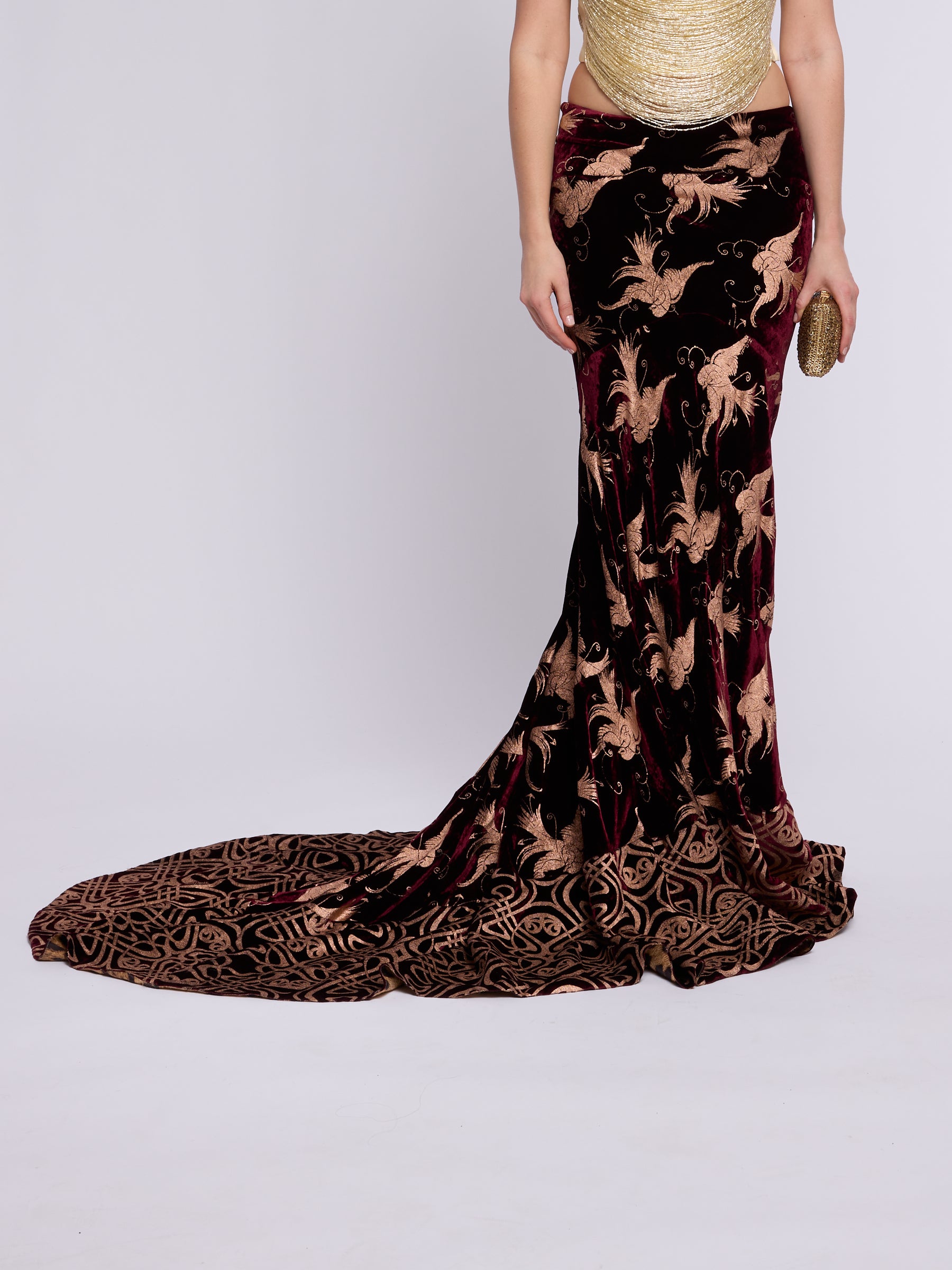 Roberto Cavalli 2006 Runway Velvet Maxi Skirt