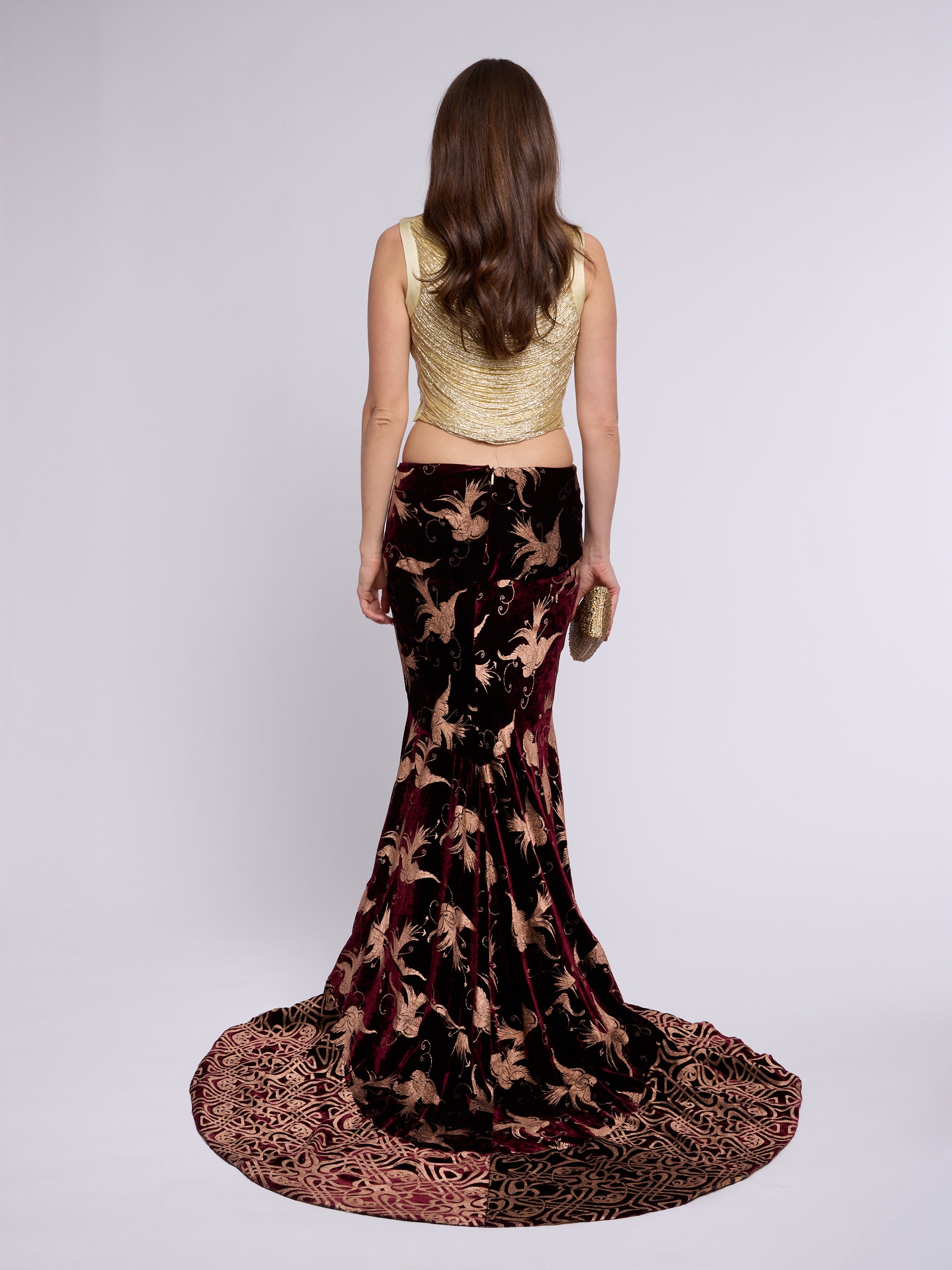 Roberto Cavalli 2006 Runway Velvet Maxi Skirt