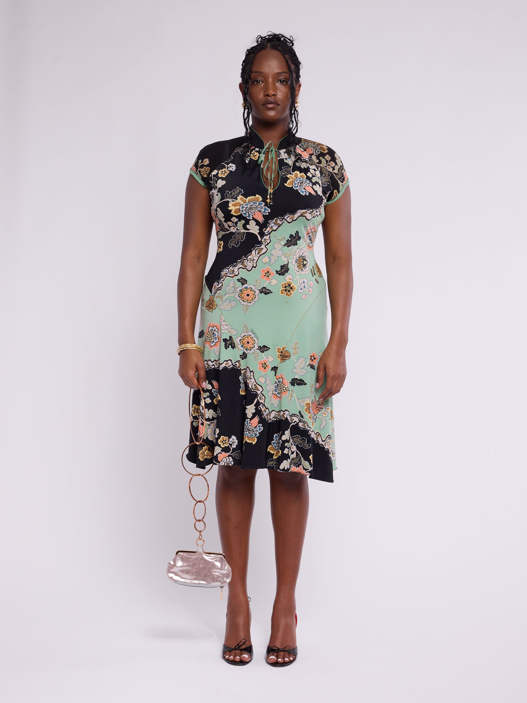 Roberto Cavalli SS 2003 Runway Chinoiserie Silk Midi Dress