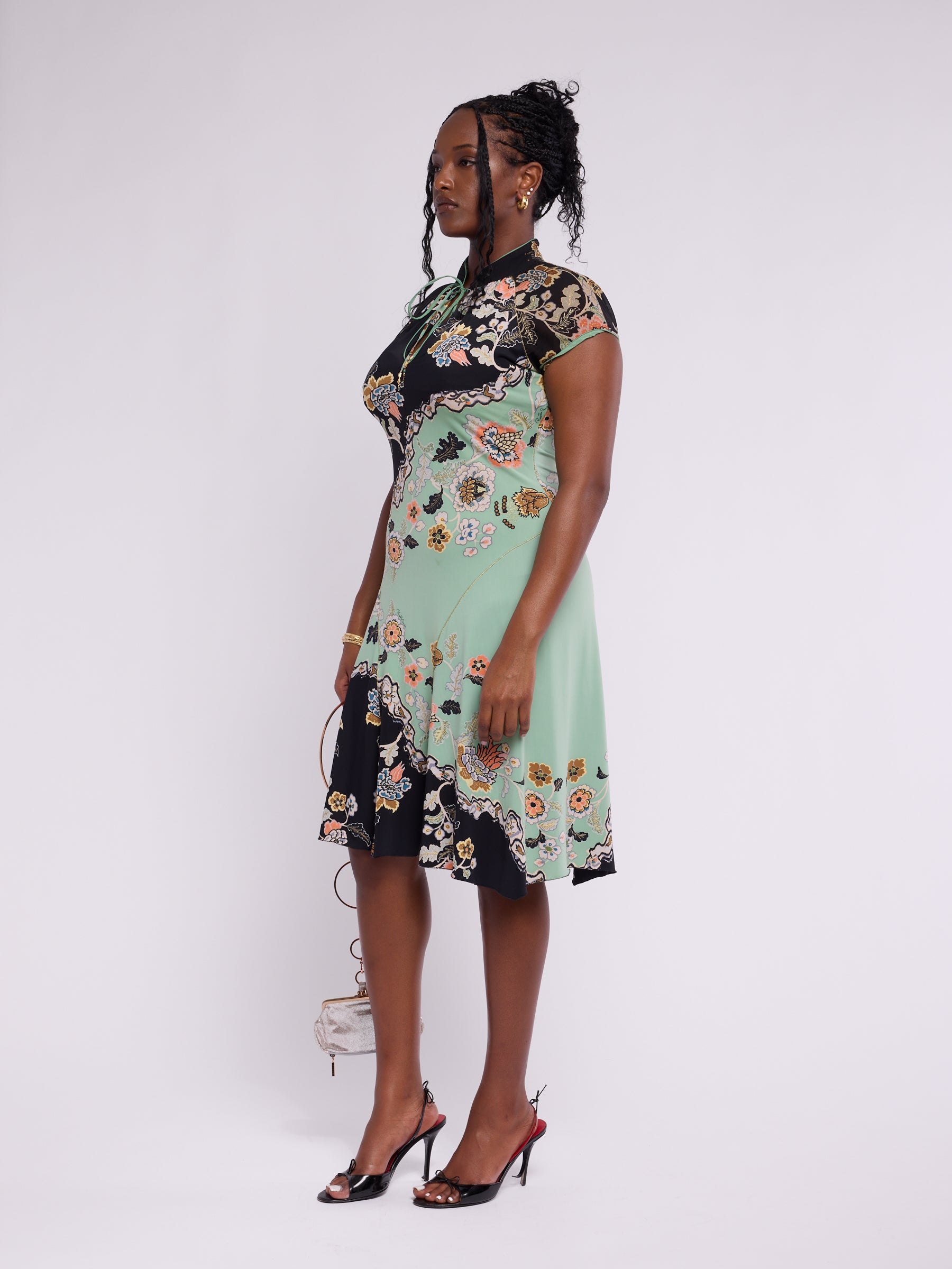 Roberto Cavalli SS 2003 Runway Chinoiserie Silk Midi Dress