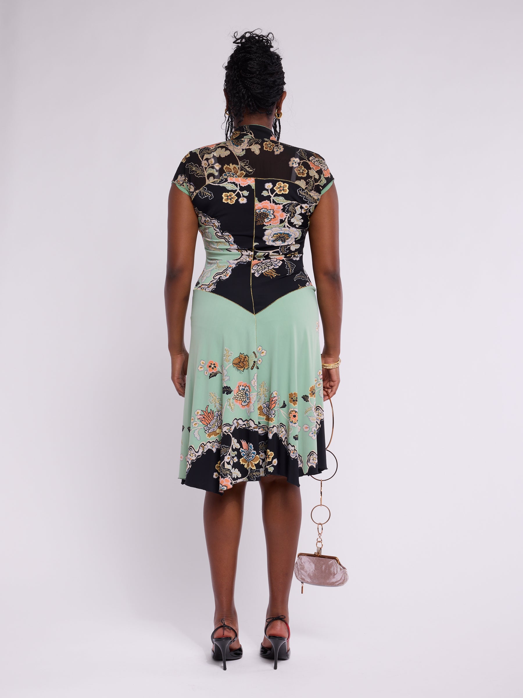 Roberto Cavalli SS 2003 Runway Chinoiserie Silk Midi Dress