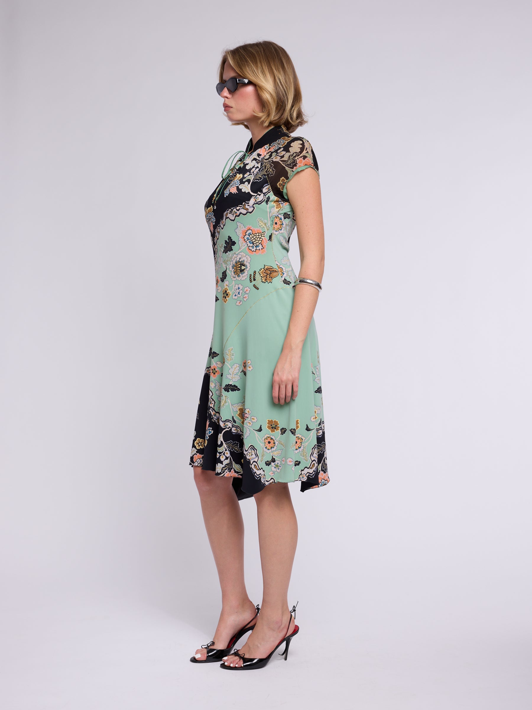 Roberto Cavalli SS 2003 Runway Chinoiserie Silk Midi Dress