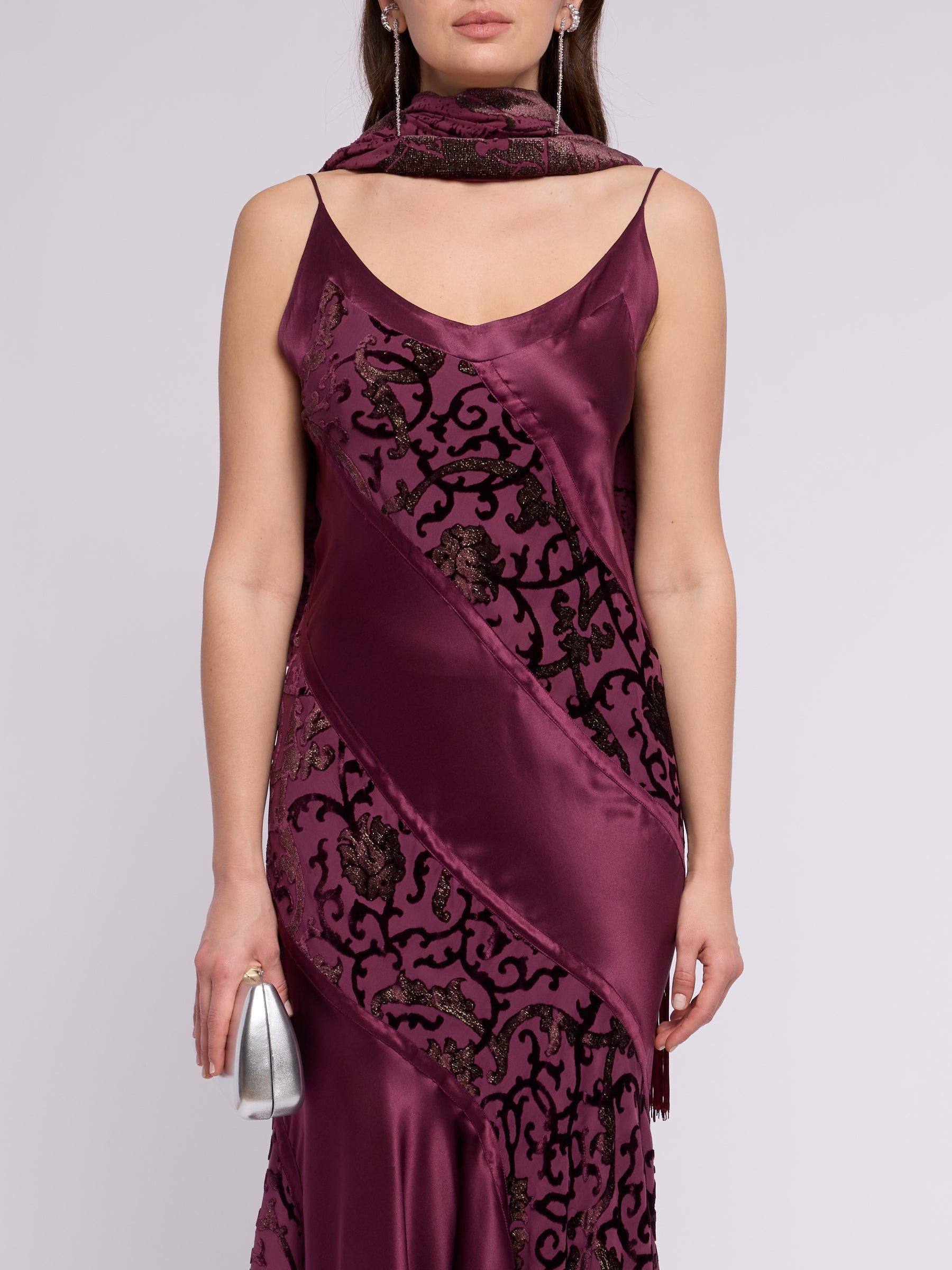Roberto Cavalli FW 2004 Plum Dress with Scarf