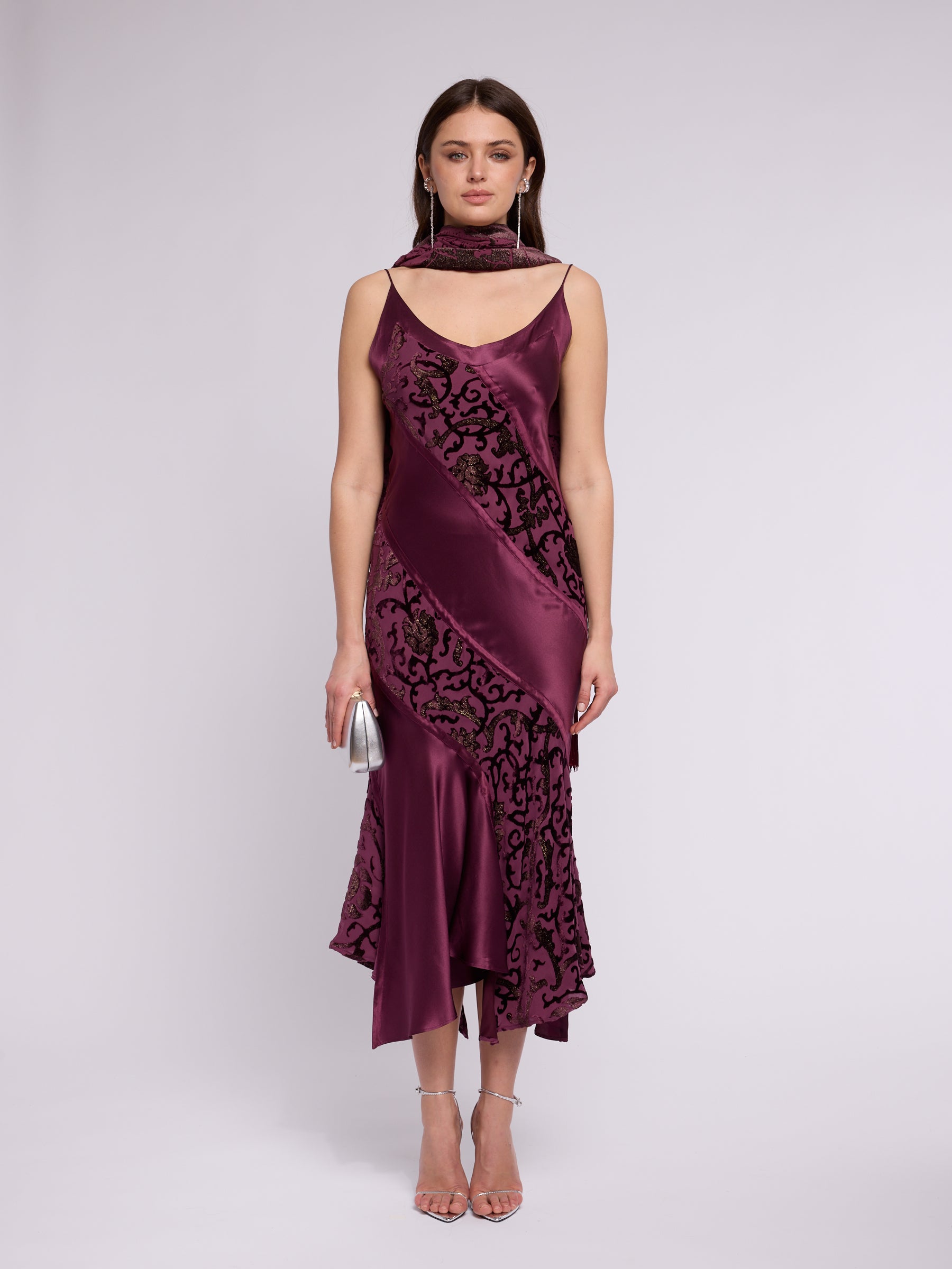 Roberto Cavalli SS 2004 Plum Dress with Scarf