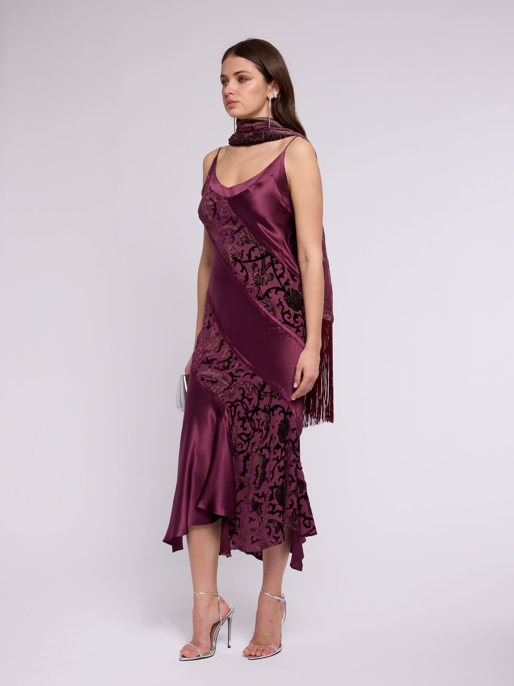 Roberto Cavalli SS 2004 Plum Dress with Scarf